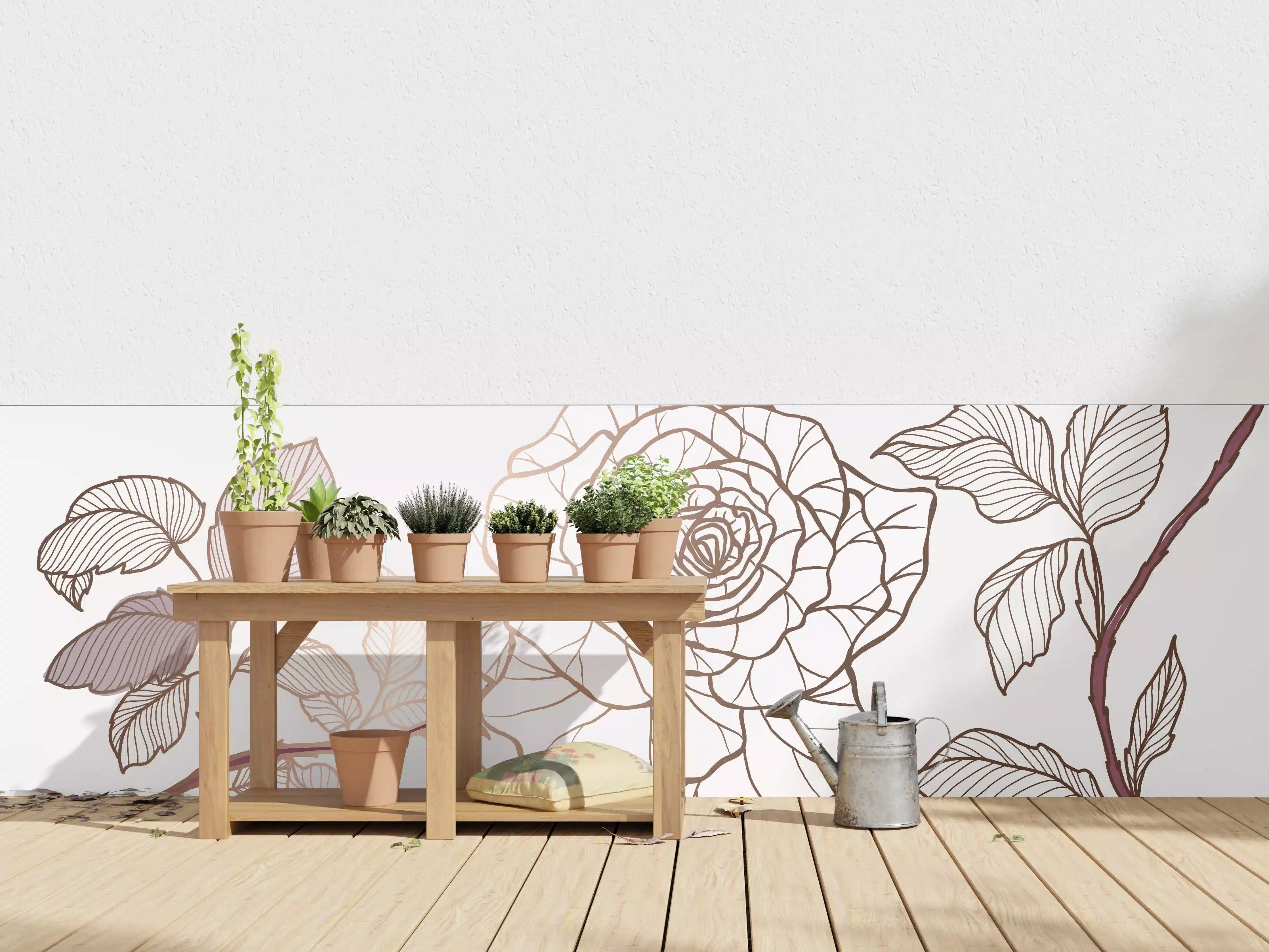 Wandverkleidung außen - Abstrakte Rose in Sepia-Tönen
