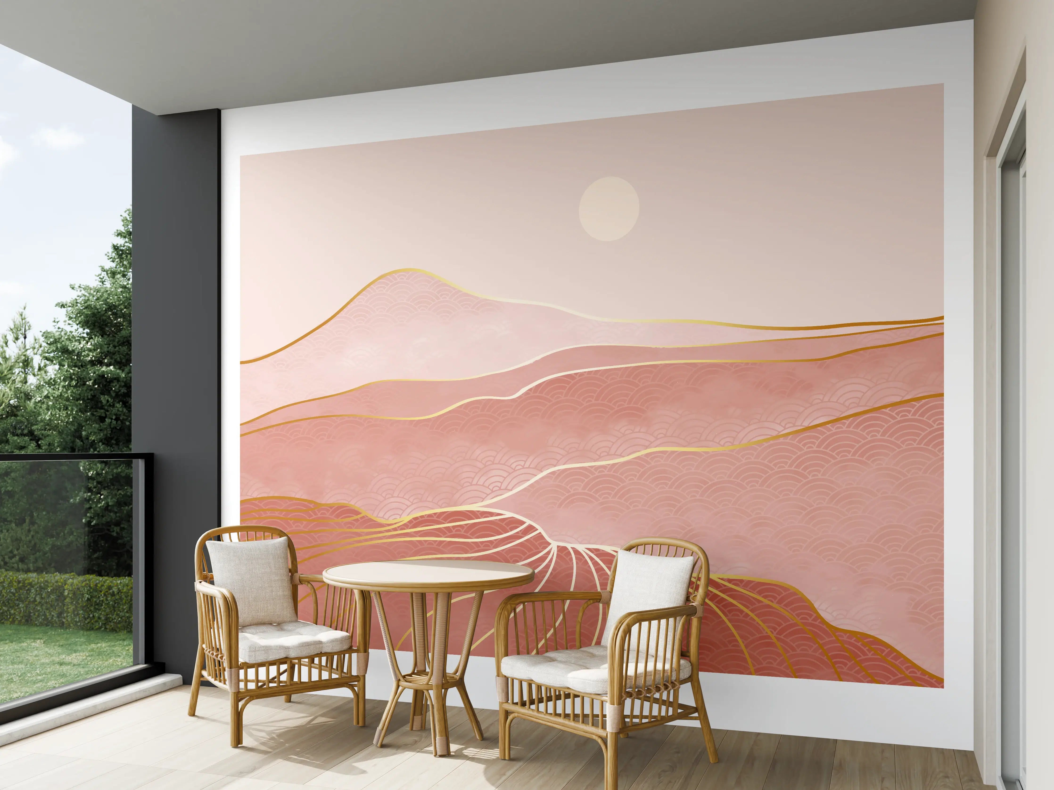 Wandverkleidung außen - Abstrakte Sanddünen Linienkunst