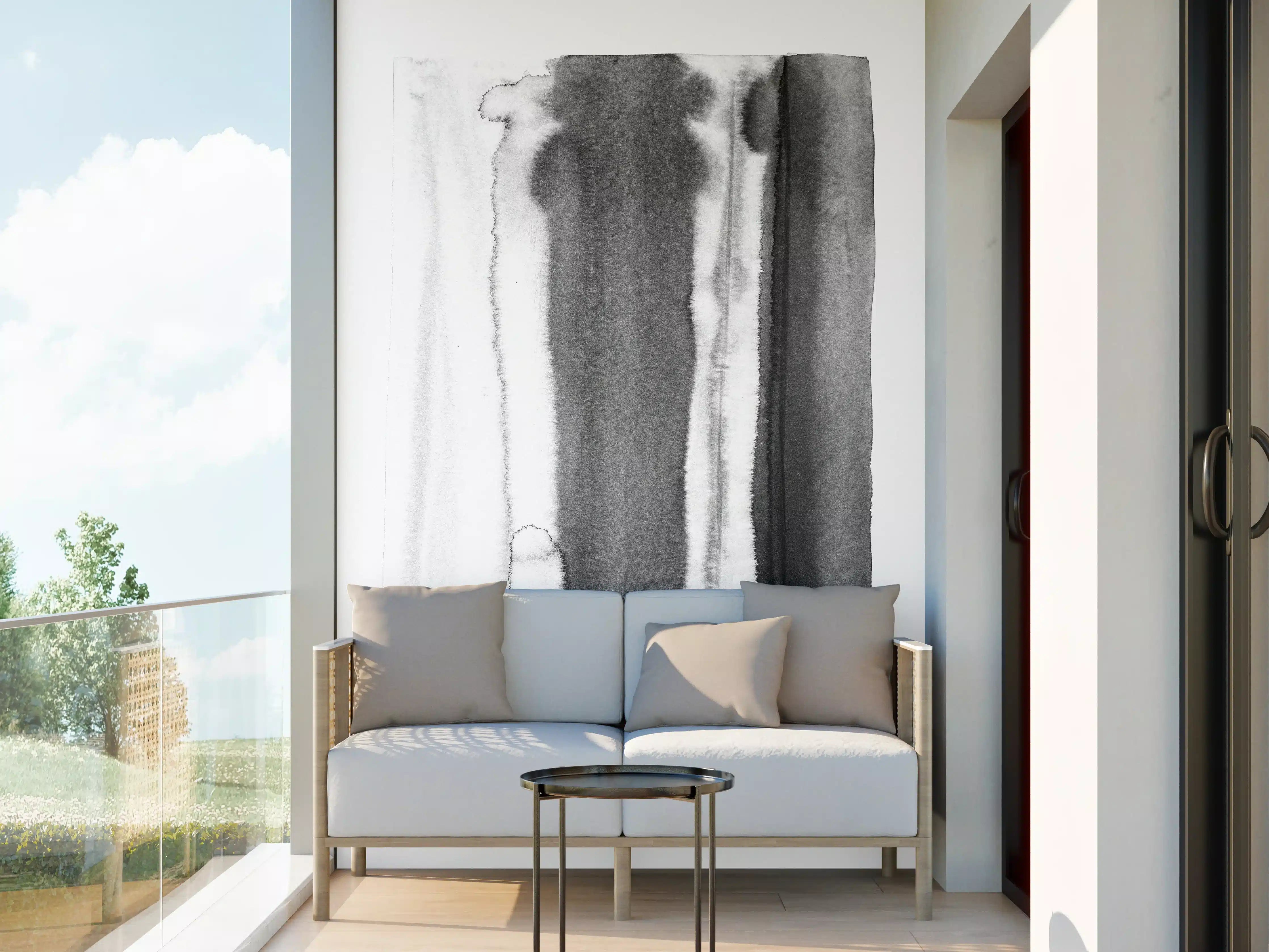 Wandverkleidung außen - Abstrakte Weiß-Schwarz-Aquarelltextur