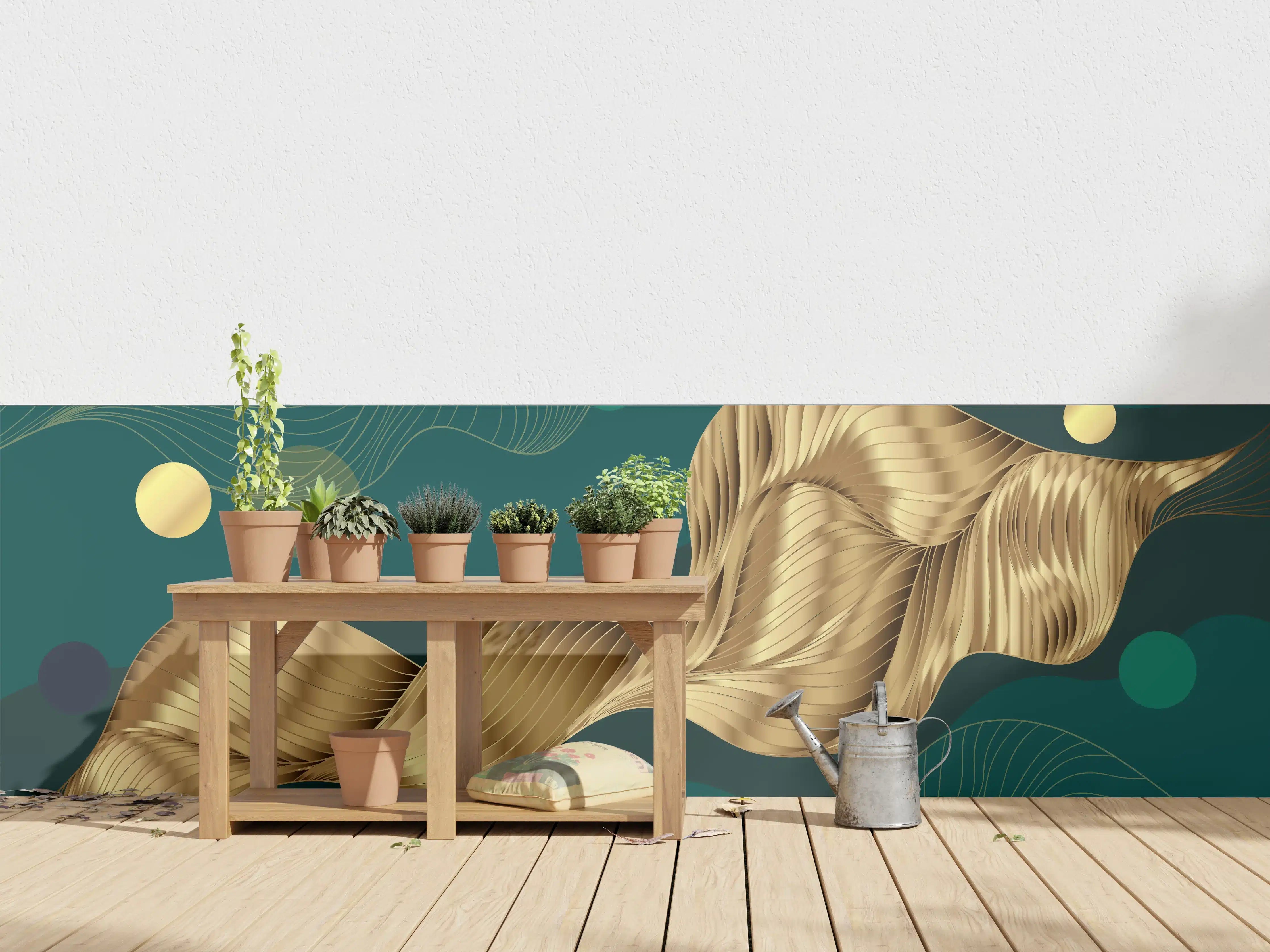 Wandverkleidung außen - Abstrakte Wellen Gold Hintergrund