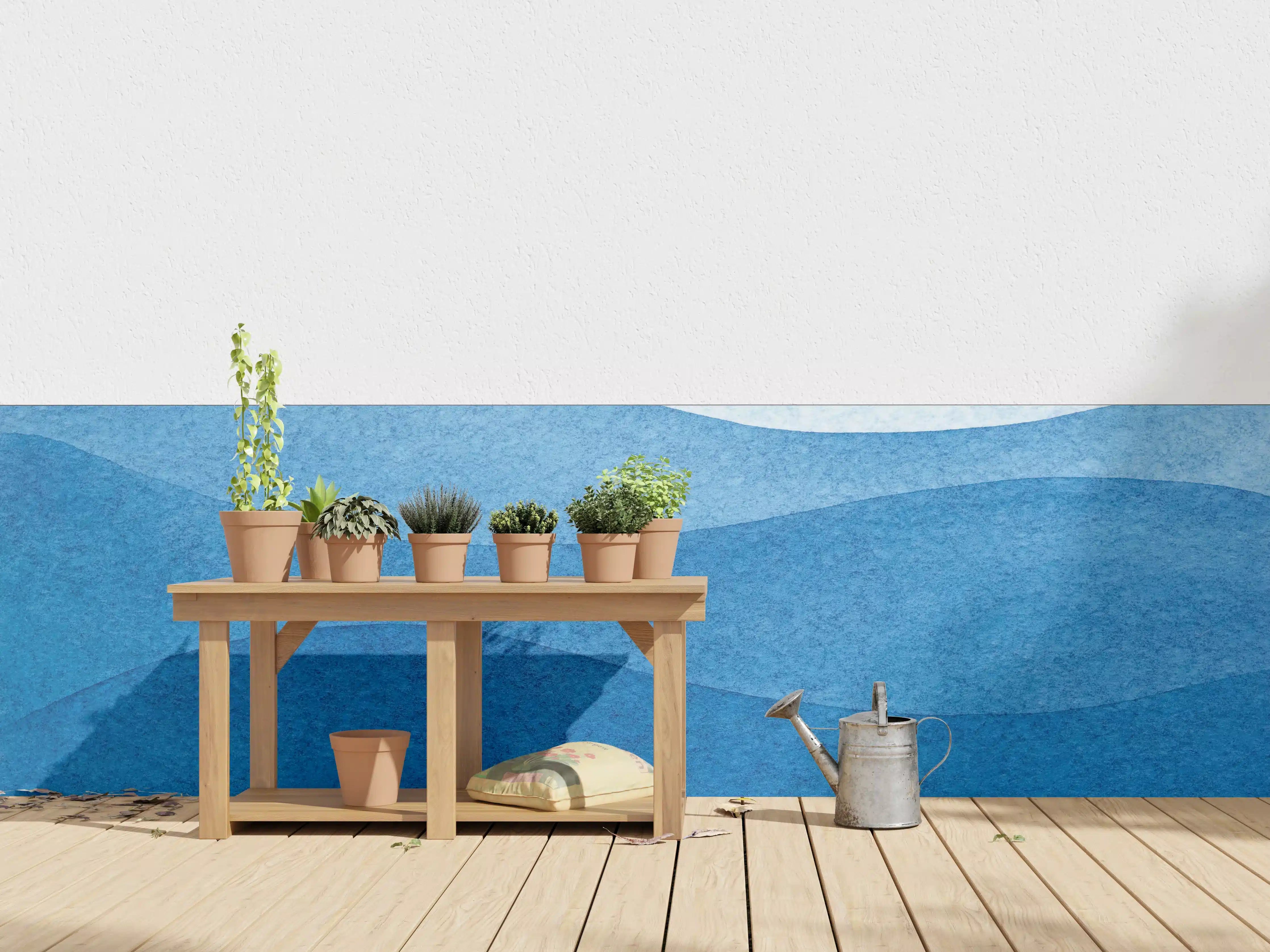 Wandverkleidung außen - Abstrakte Wellenmuster in Blau