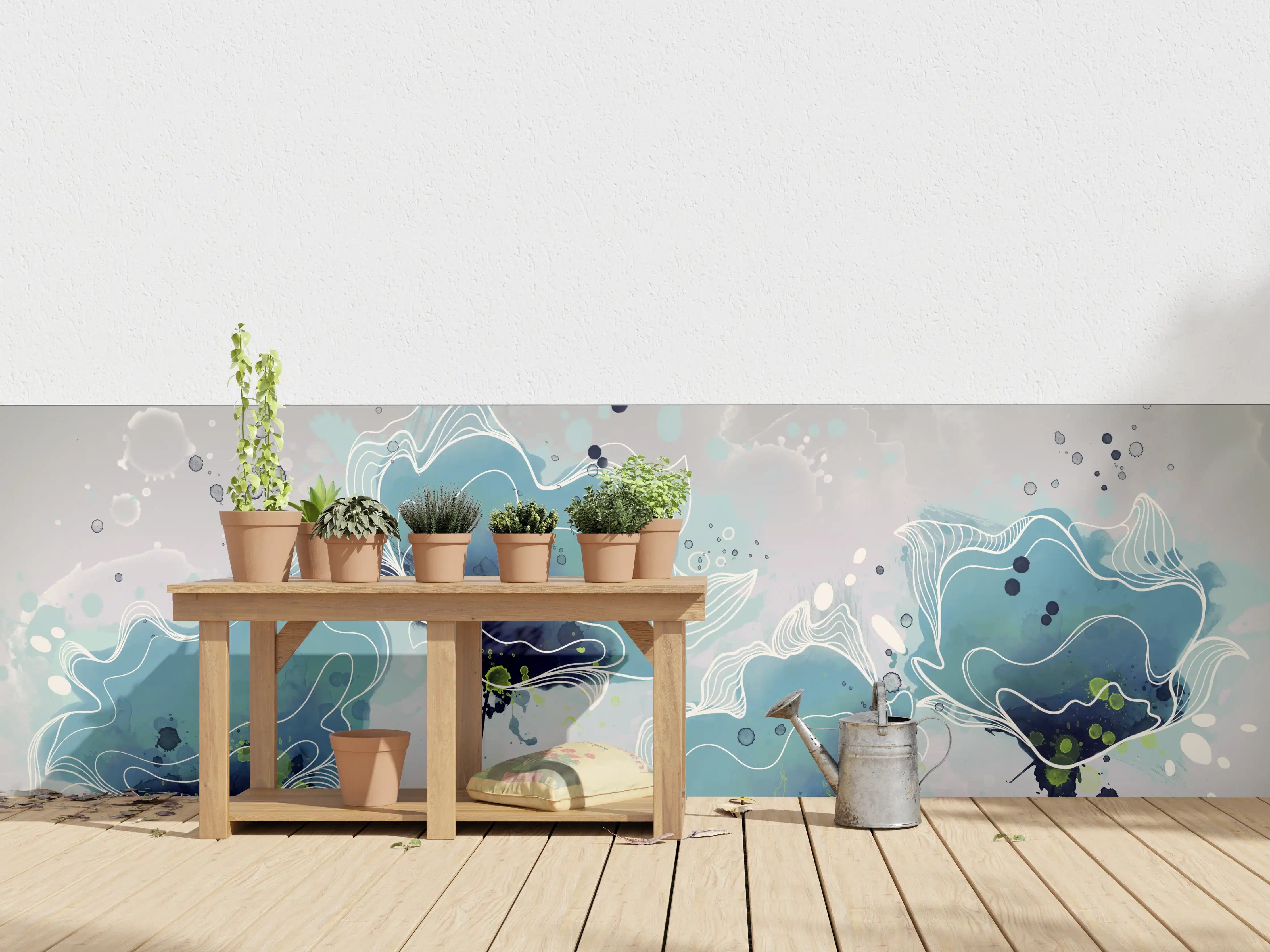 Wandverkleidung außen - Abstrakten blauen Aquarellblumen
