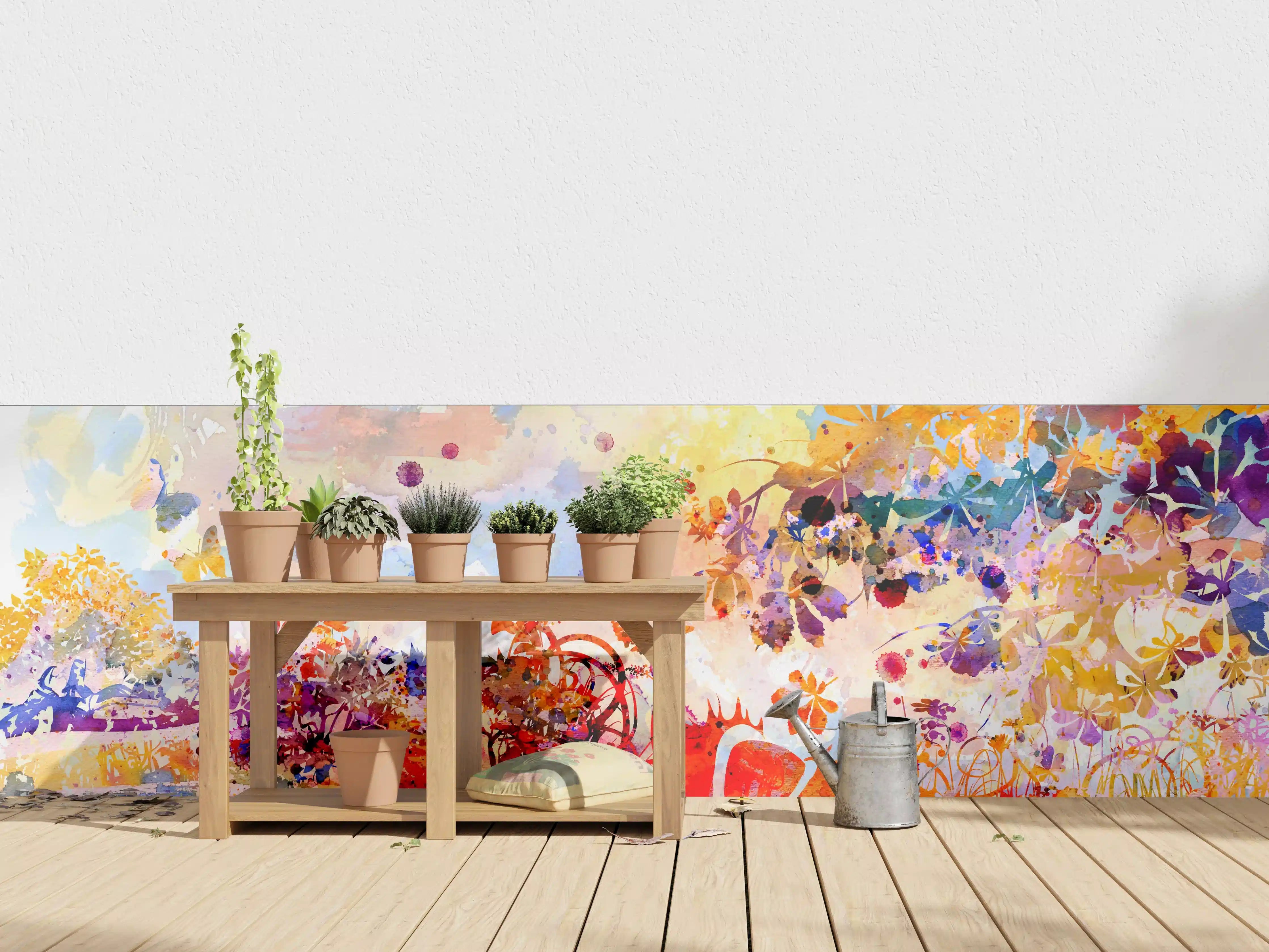 Wandverkleidung außen - Abstraktes Aquarell eines Herbstwaldes
