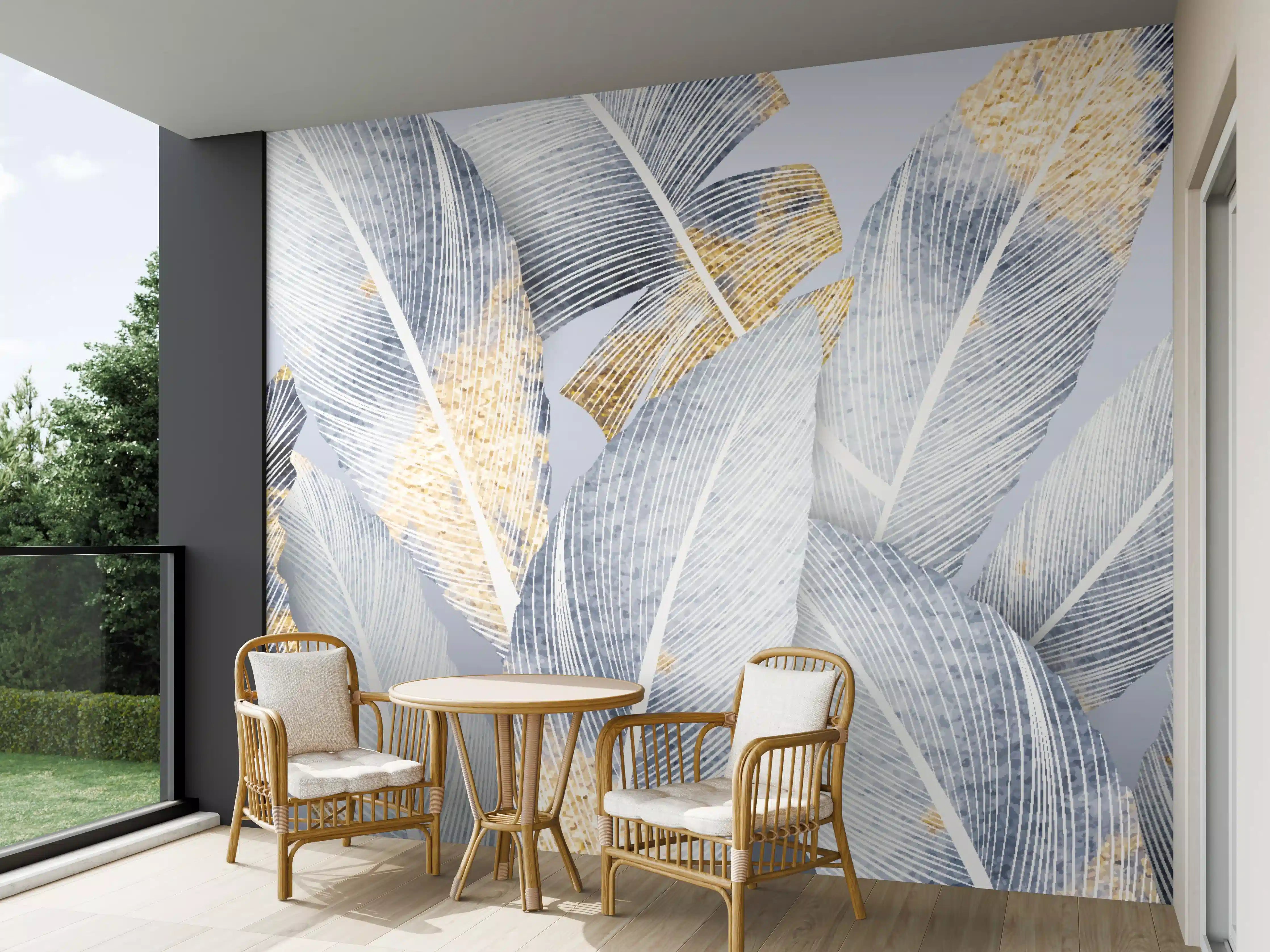 Wandverkleidung außen - Abstraktes Blattgold-Design