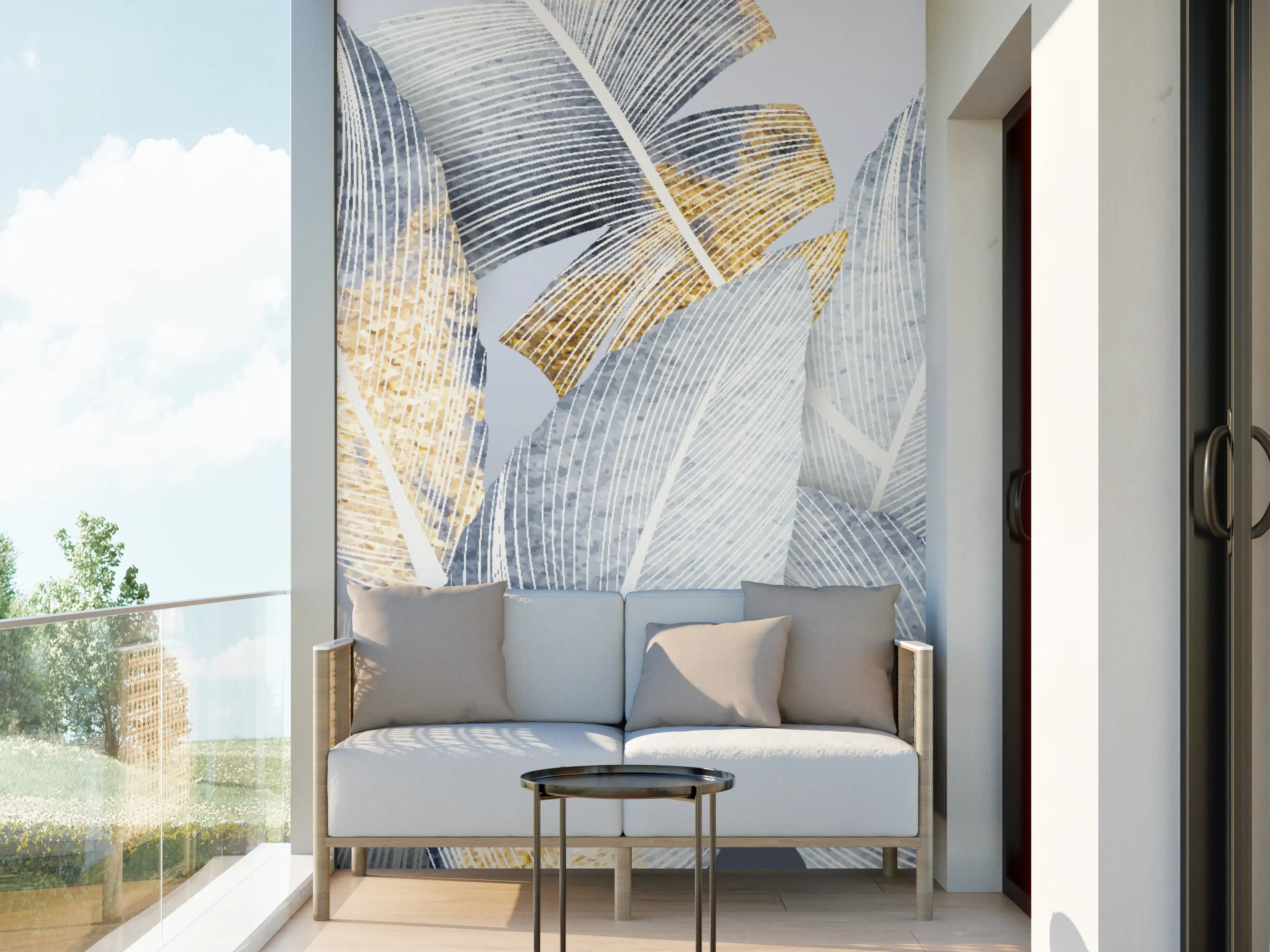 Wandverkleidung außen - Abstraktes Blattgold-Design