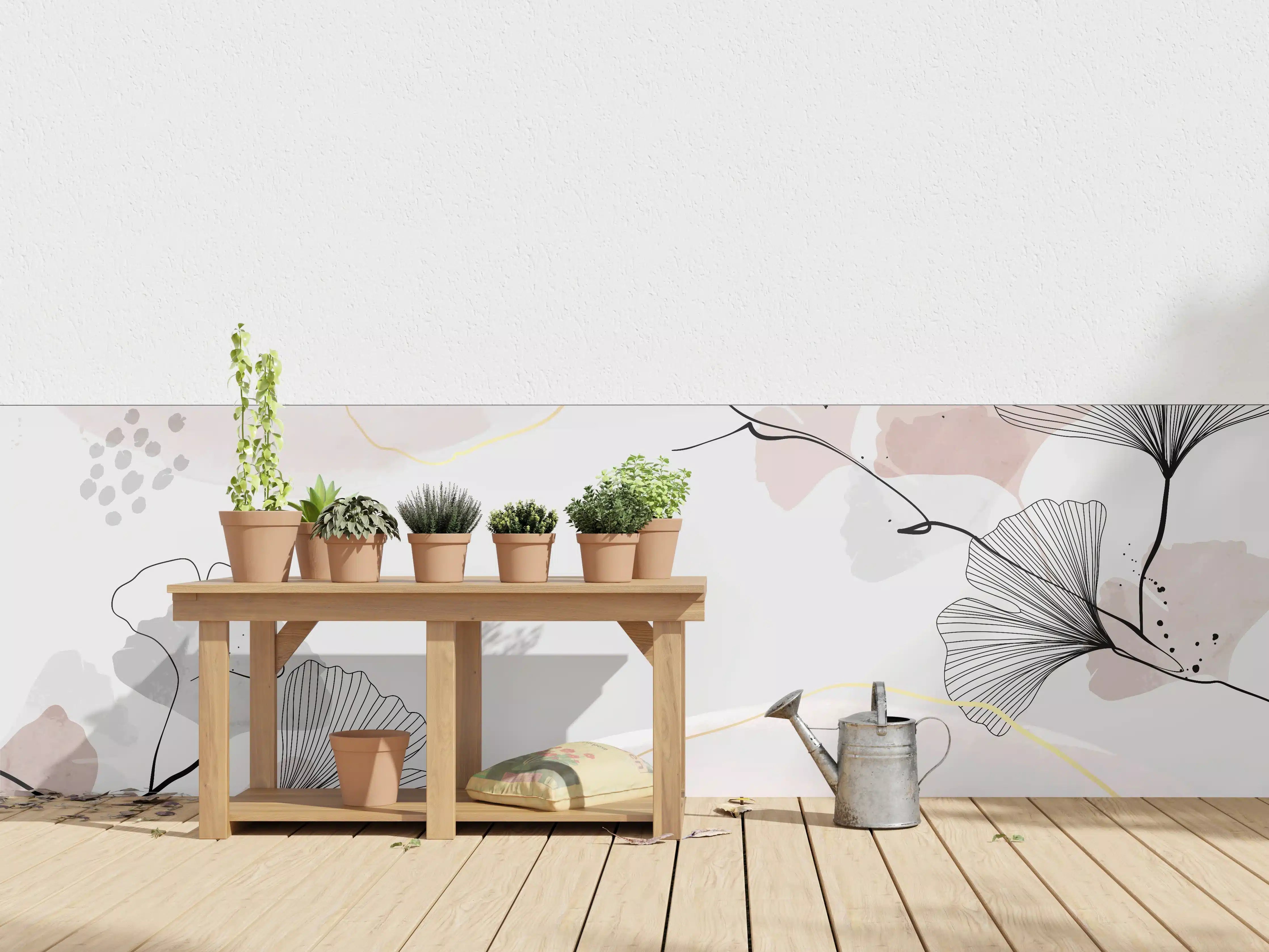 Wandverkleidung außen - Abstraktes Ginkgo-Blatt Design