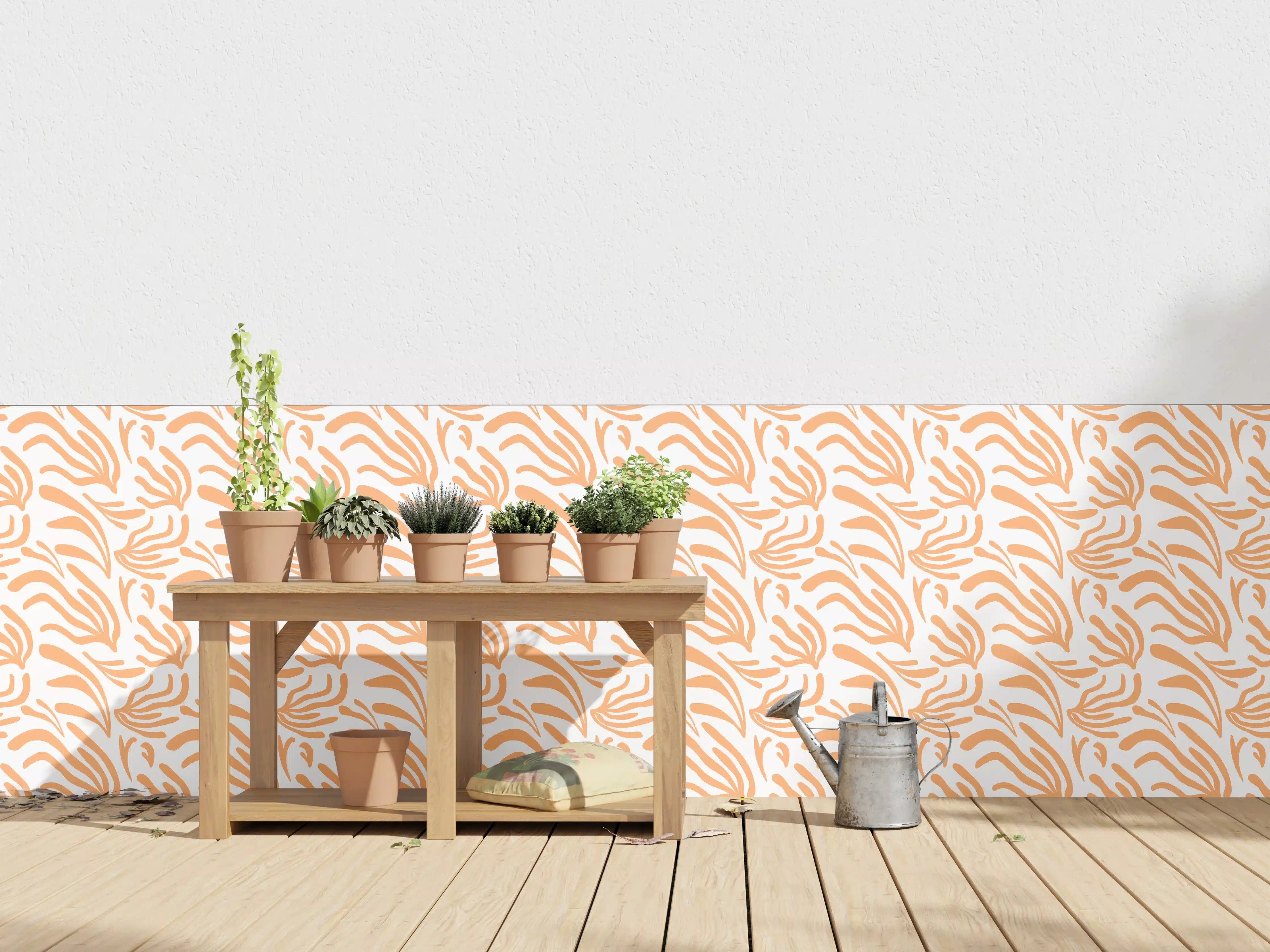 Wandverkleidung außen - Abstraktes Korallenmuster Orange Weiß