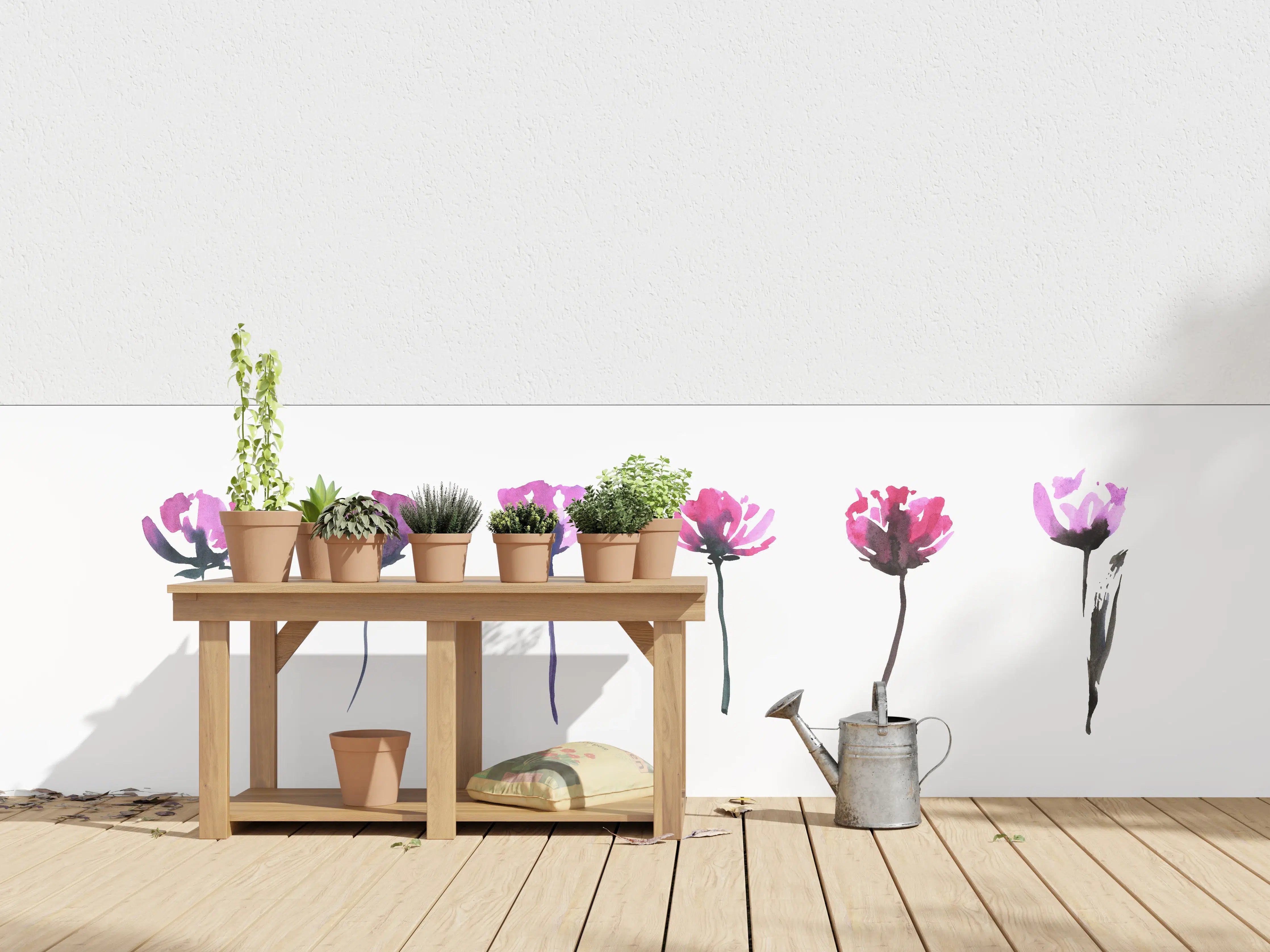 Wandverkleidung außen - Abstraktes modernes Blumenset