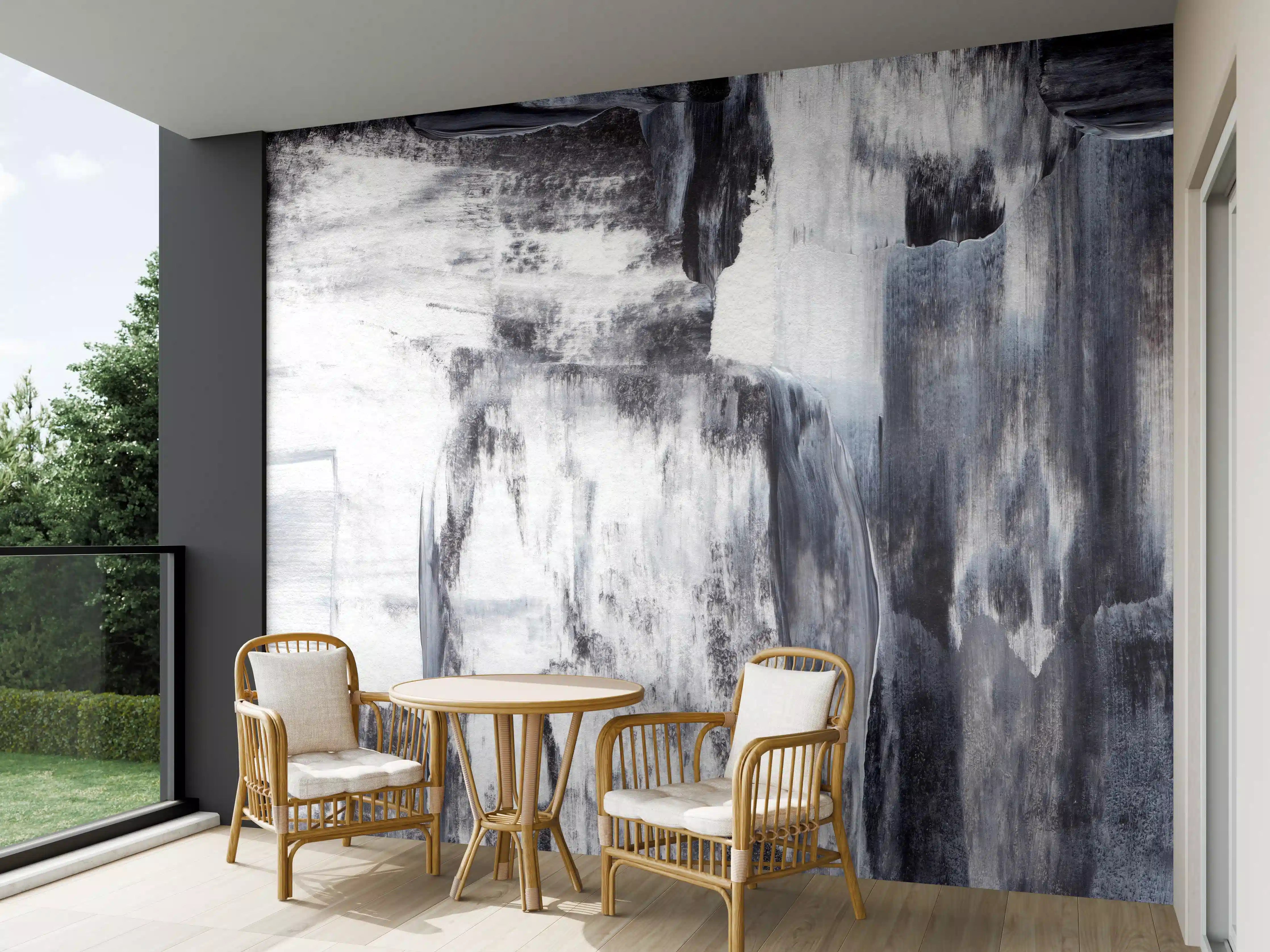 Wandverkleidung außen - Acryl Gemälde - Schwarz-weiß