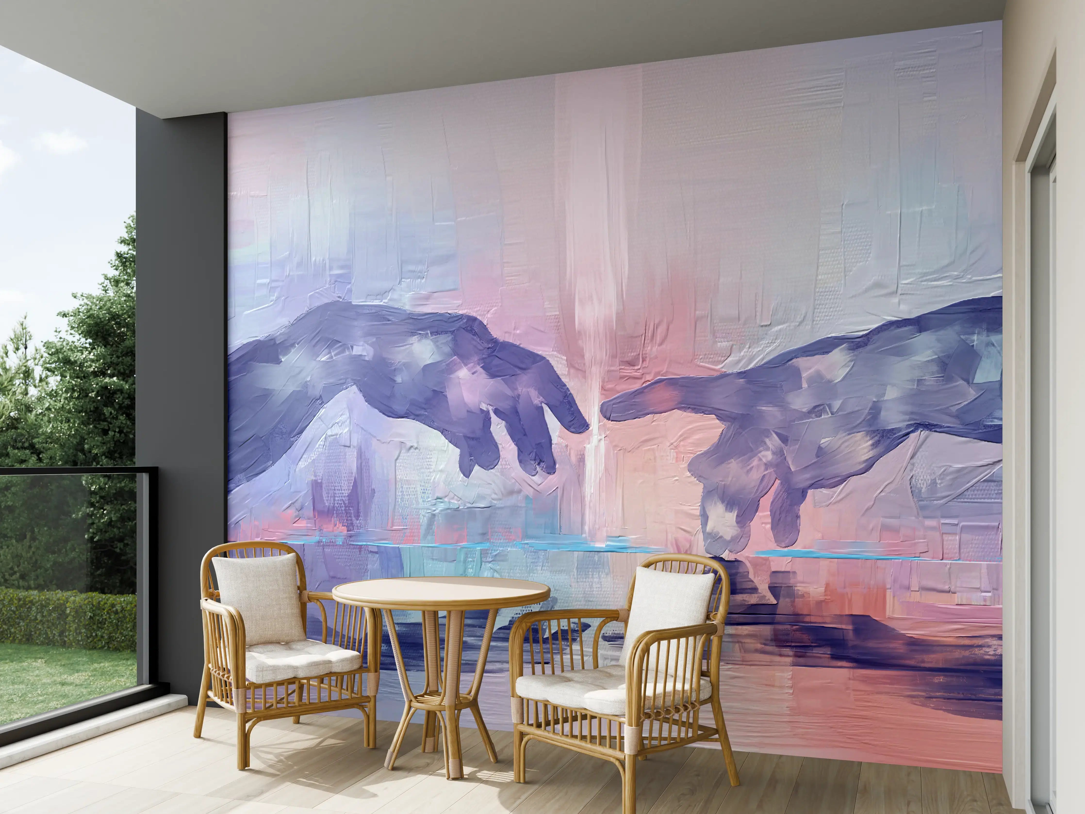 Wandverkleidung außen - Acryl Malerei - Zwei Hände