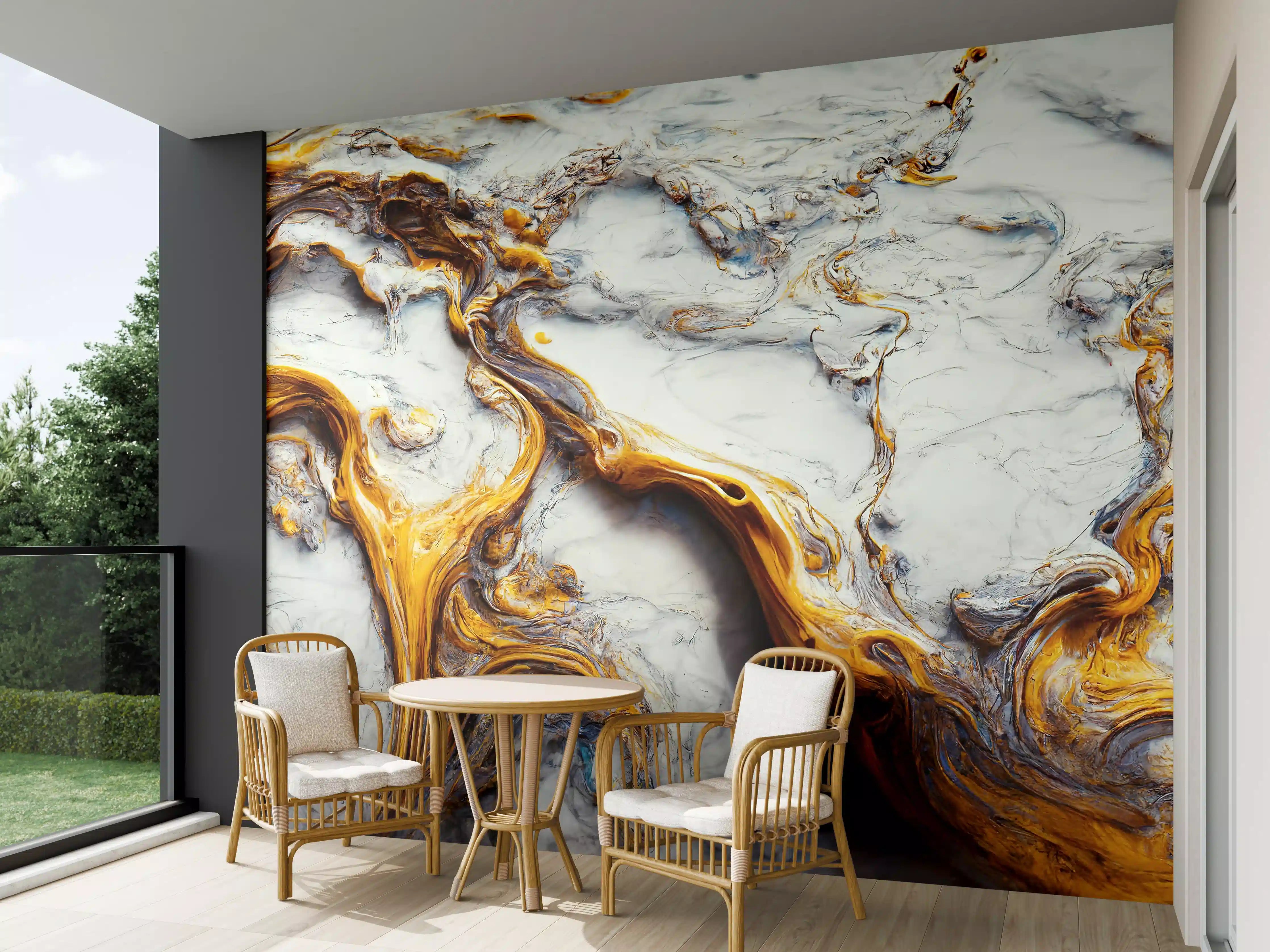 Wandverkleidung außen - Acrylfarben Flüssigkunst - Marmor