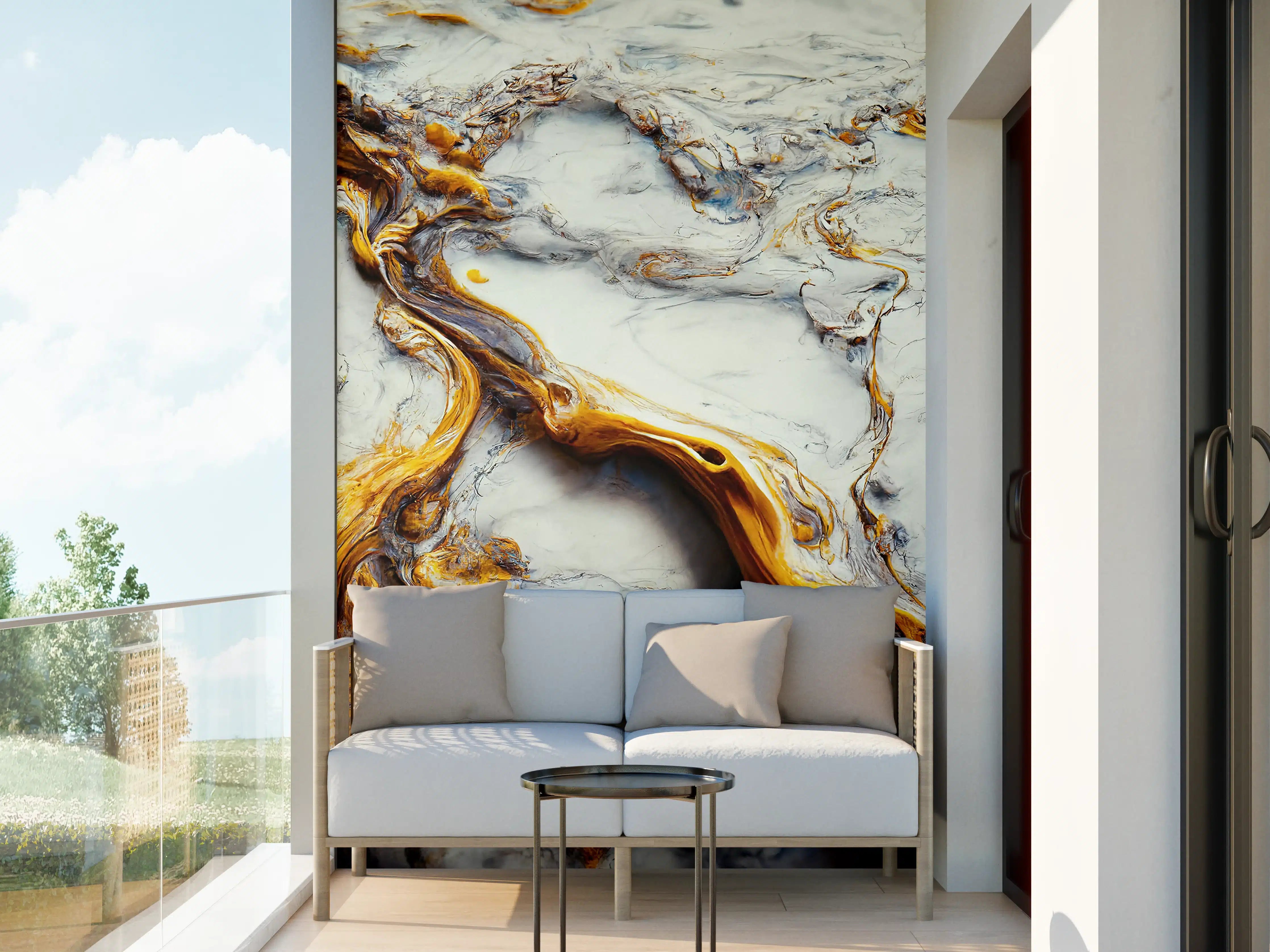 Wandverkleidung außen - Acrylfarben Flüssigkunst - Marmor