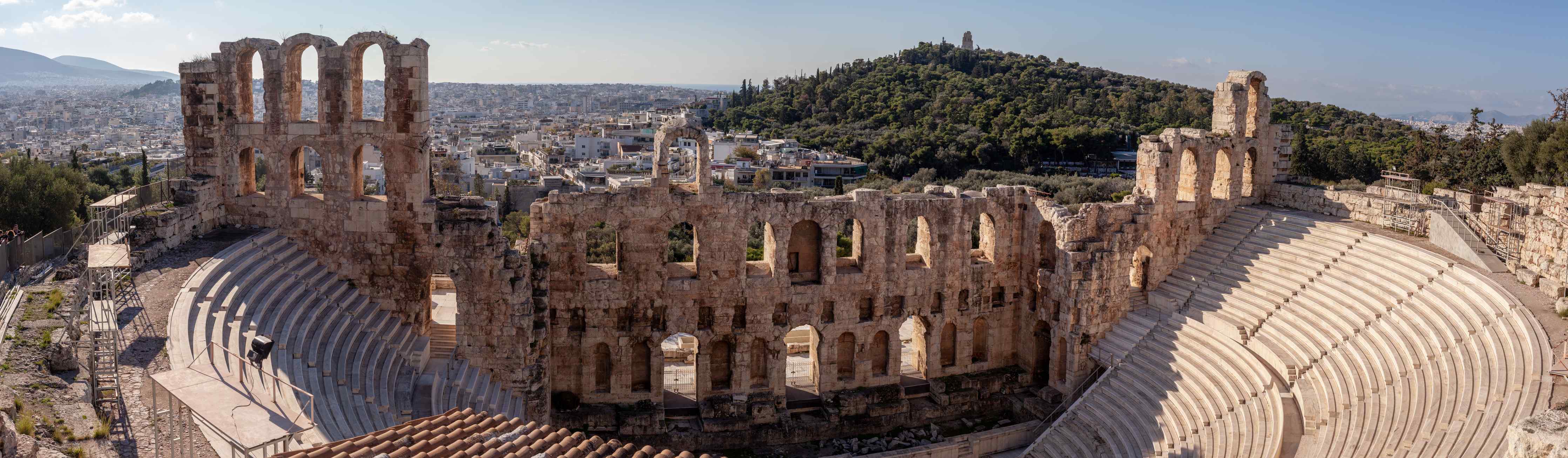 Wandverkleidung außen-Akropolis Amphitheater Athen Panorama