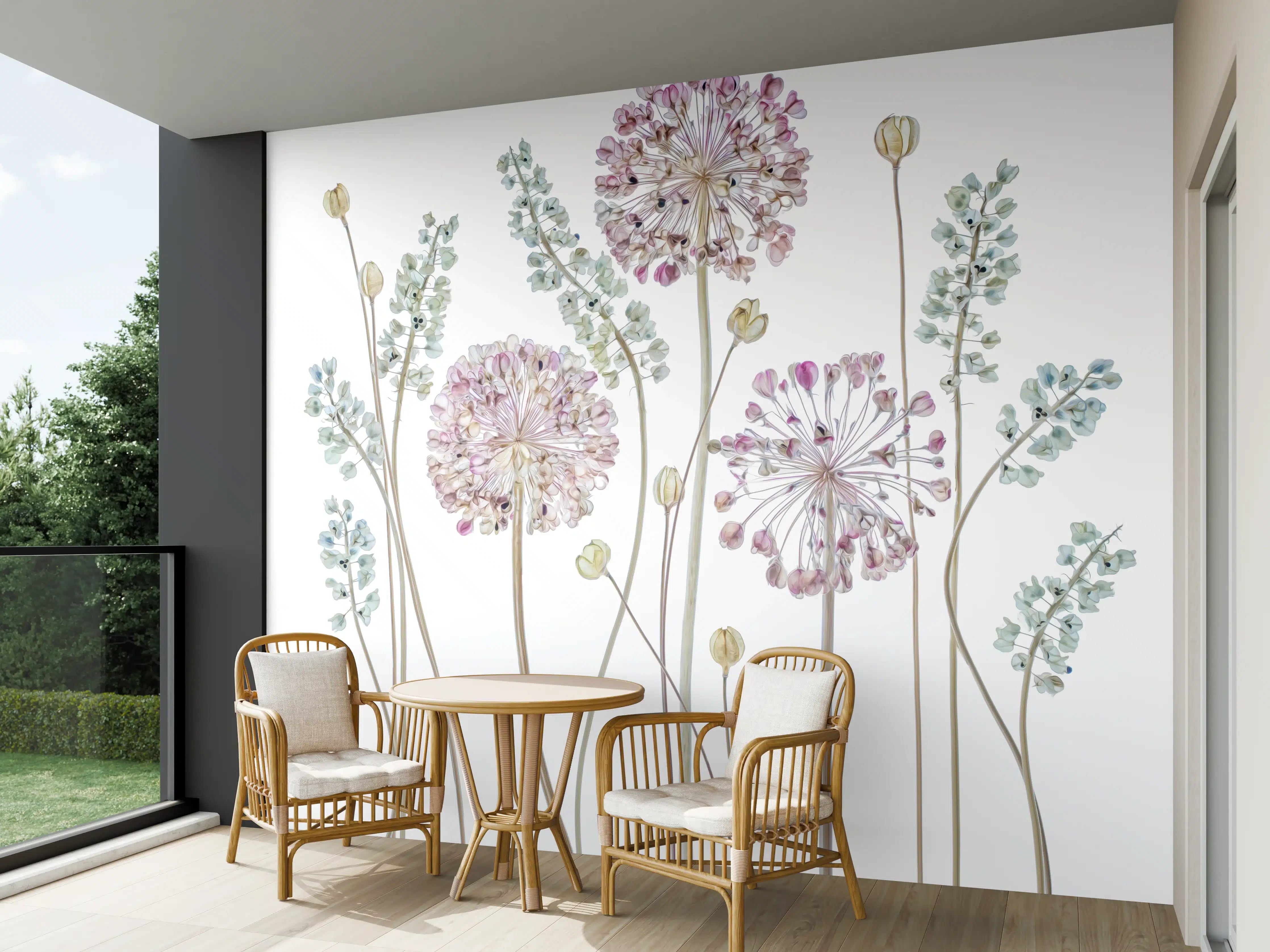 Wandverkleidung außen - Allium Pflanzen - Floral