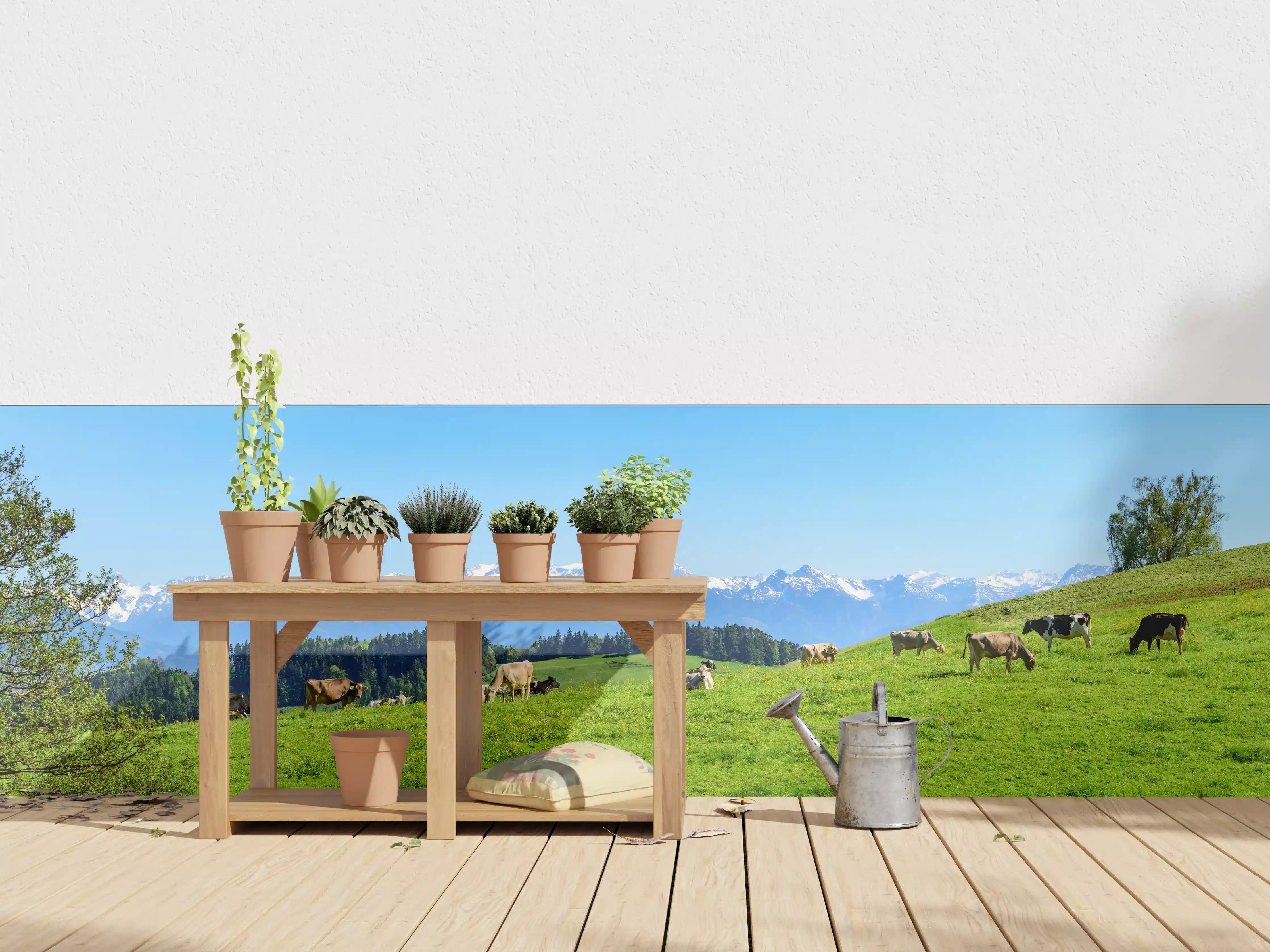 Wandverkleidung außen - Almwiese mit Kühen und Alpenblick