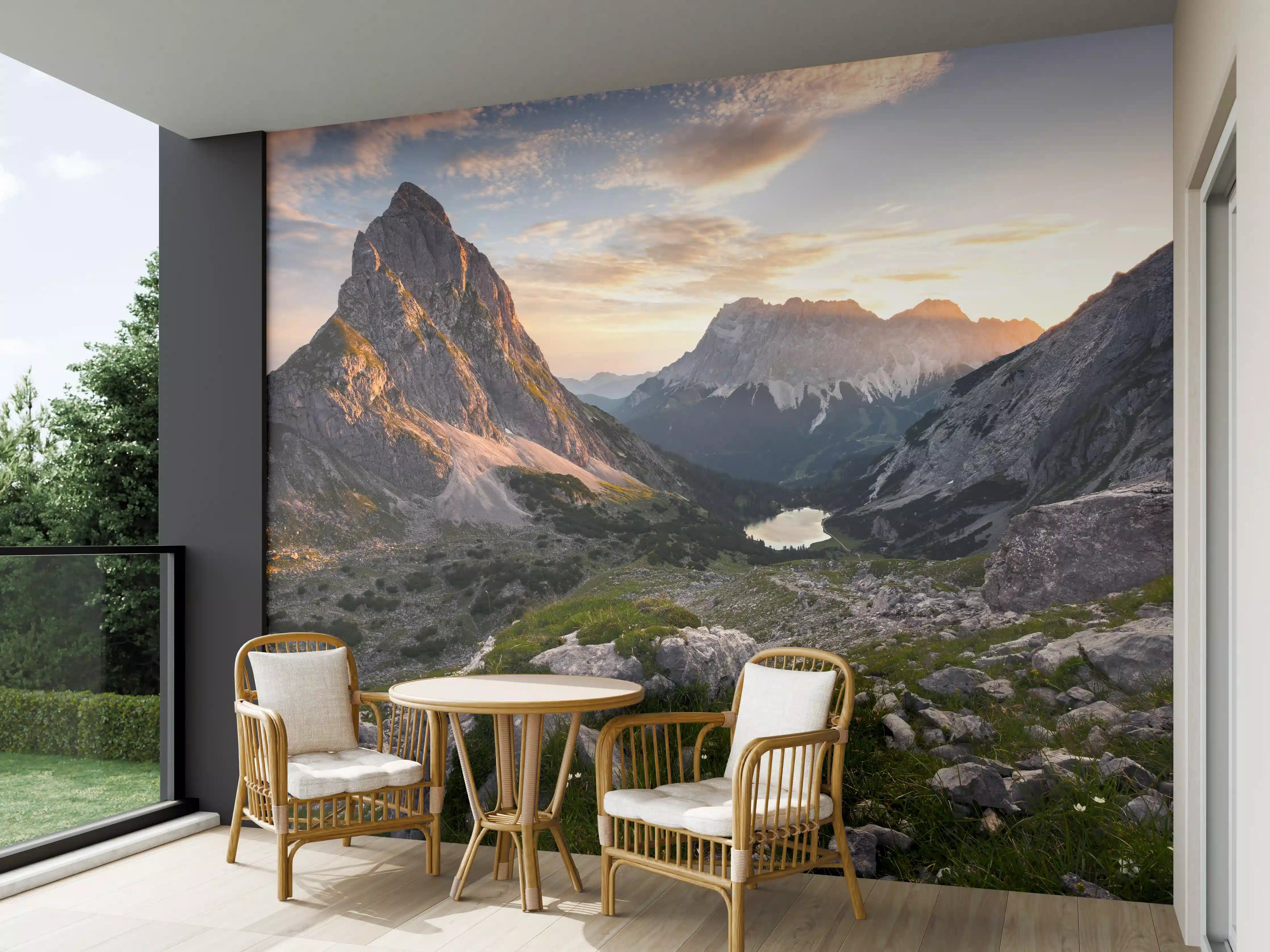 Wandverkleidung außen - Alpenglühen am Bergsee