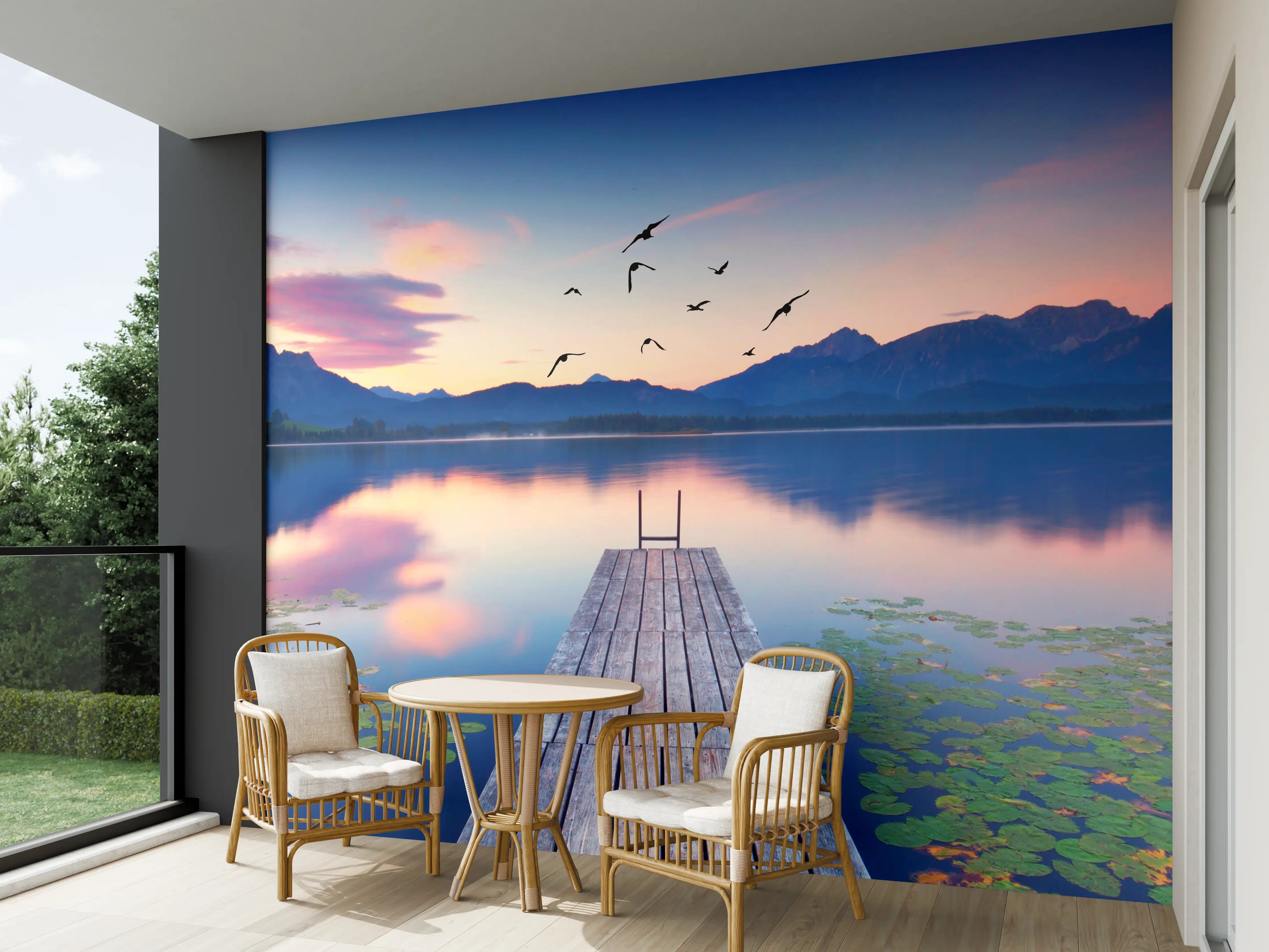 Wandverkleidung außen - Alpensee mit Seerosen