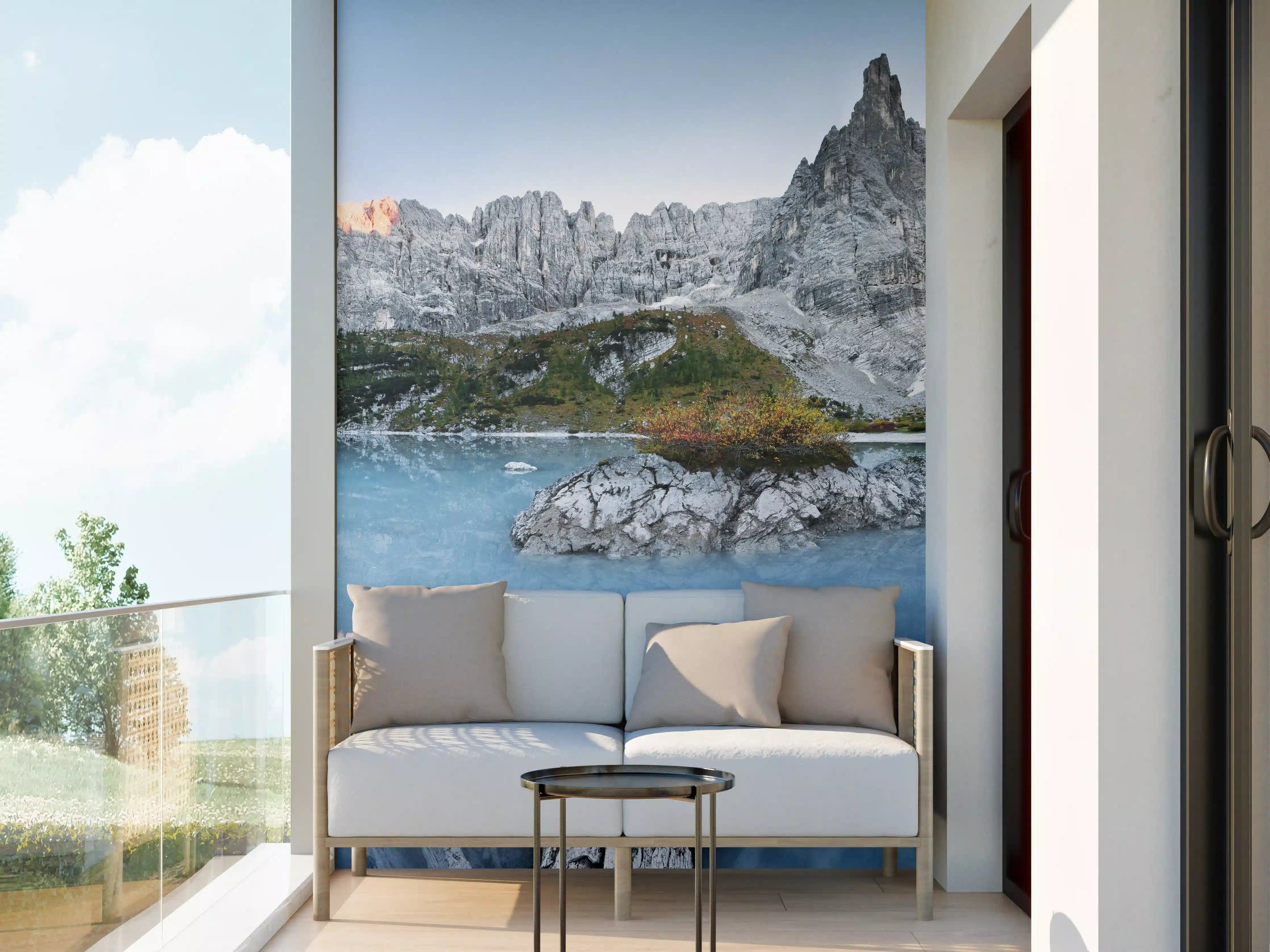 Wandverkleidung außen - Alpine Seenlandschaft in Abenddämmerung