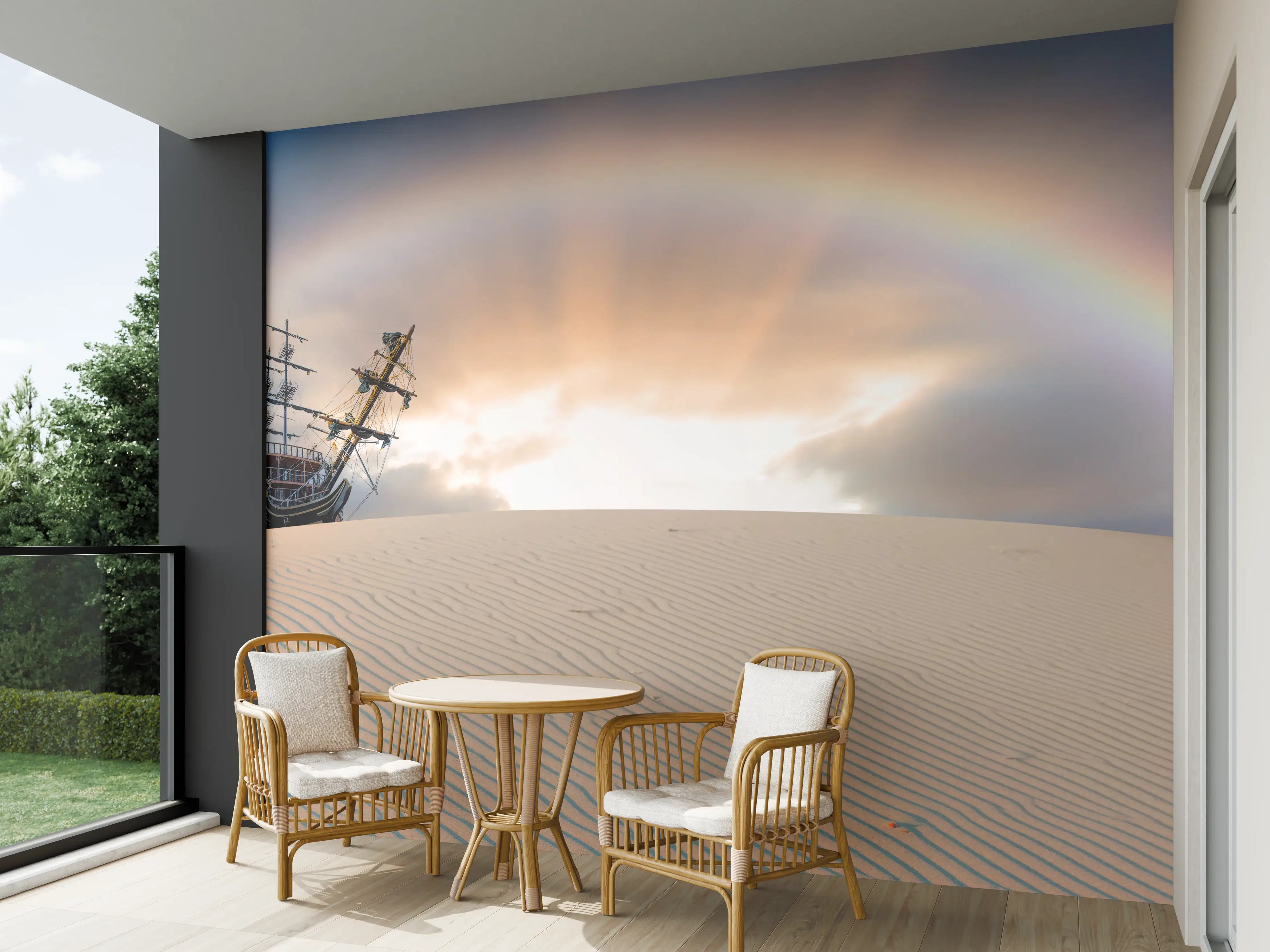 Wandverkleidung außen - Altes Schiff Wüste Regenbogen