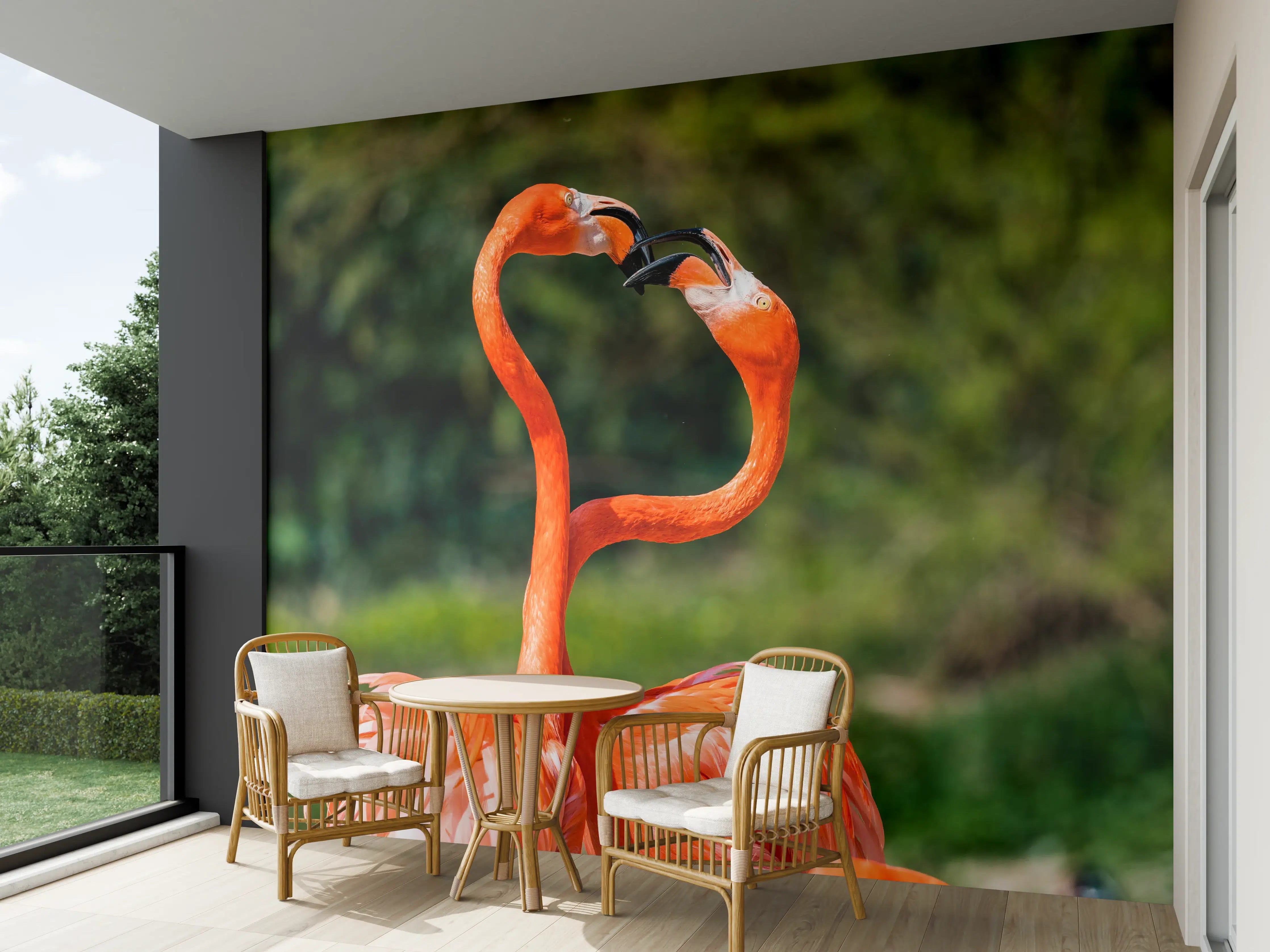 Wandverkleidung außen - Amerikanisches Flamingo-Paar