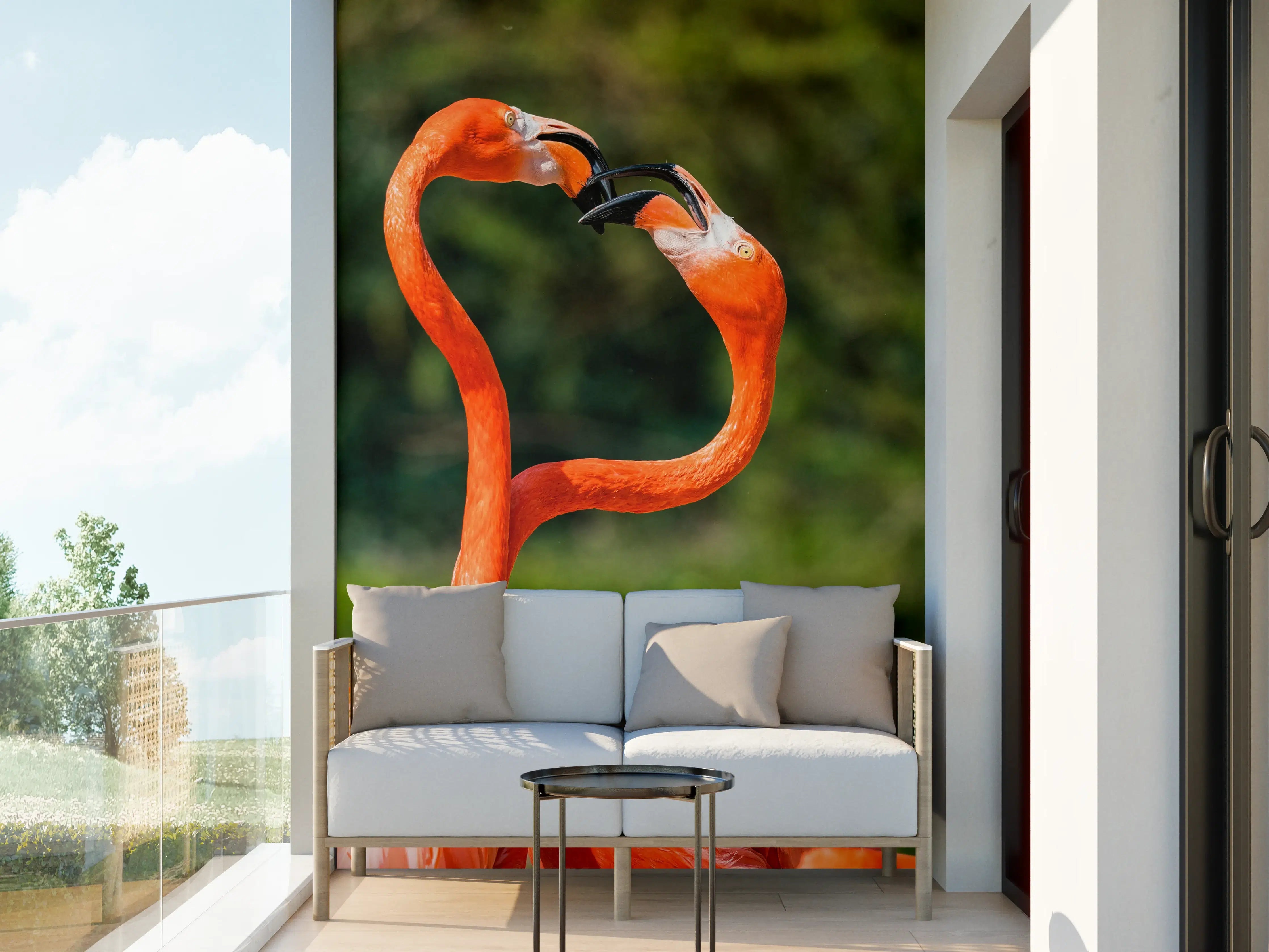 Wandverkleidung außen - Amerikanisches Flamingo-Paar