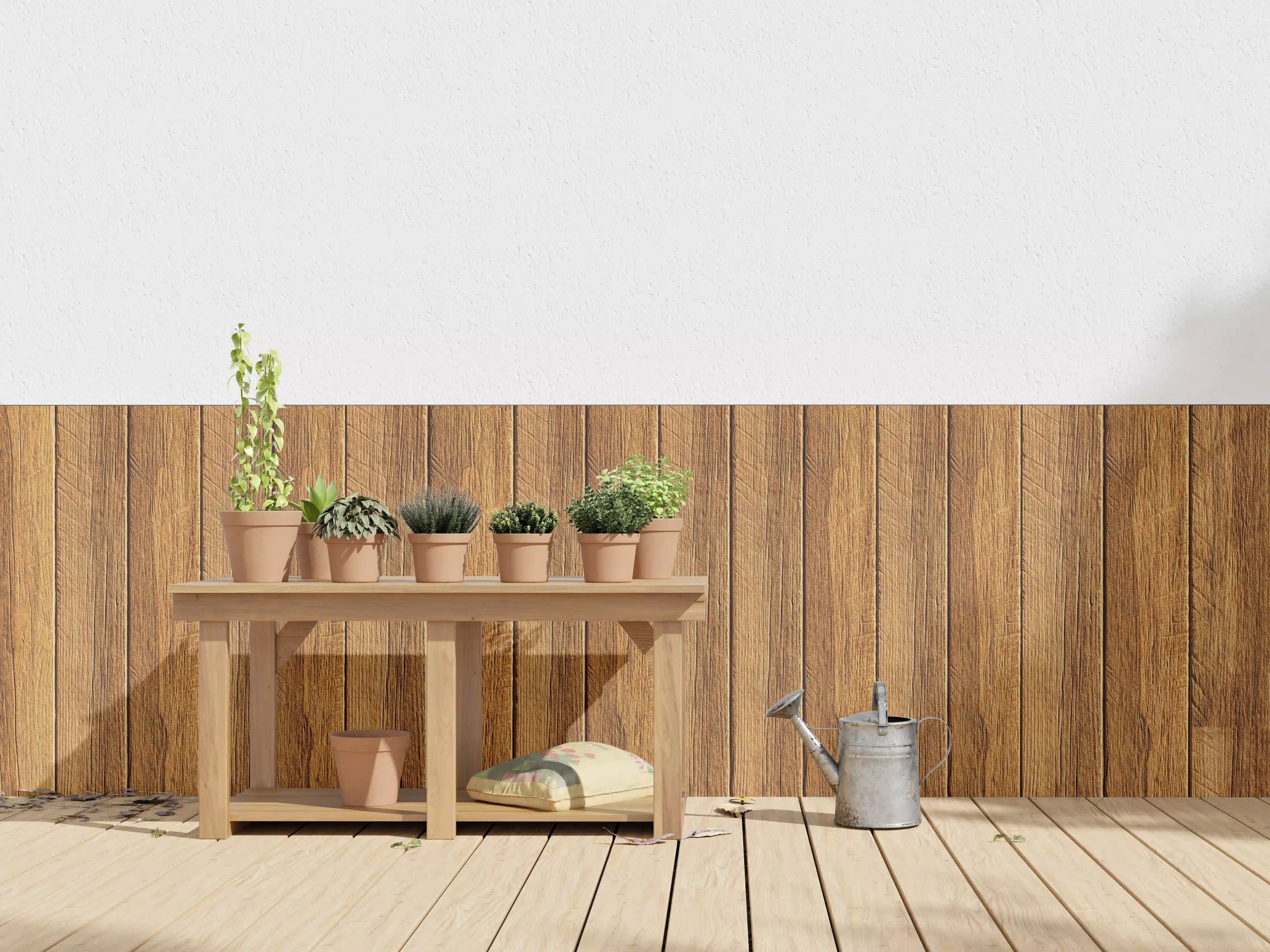 Wandverkleidung außen - Aneinandergereihte braune Holzplanken