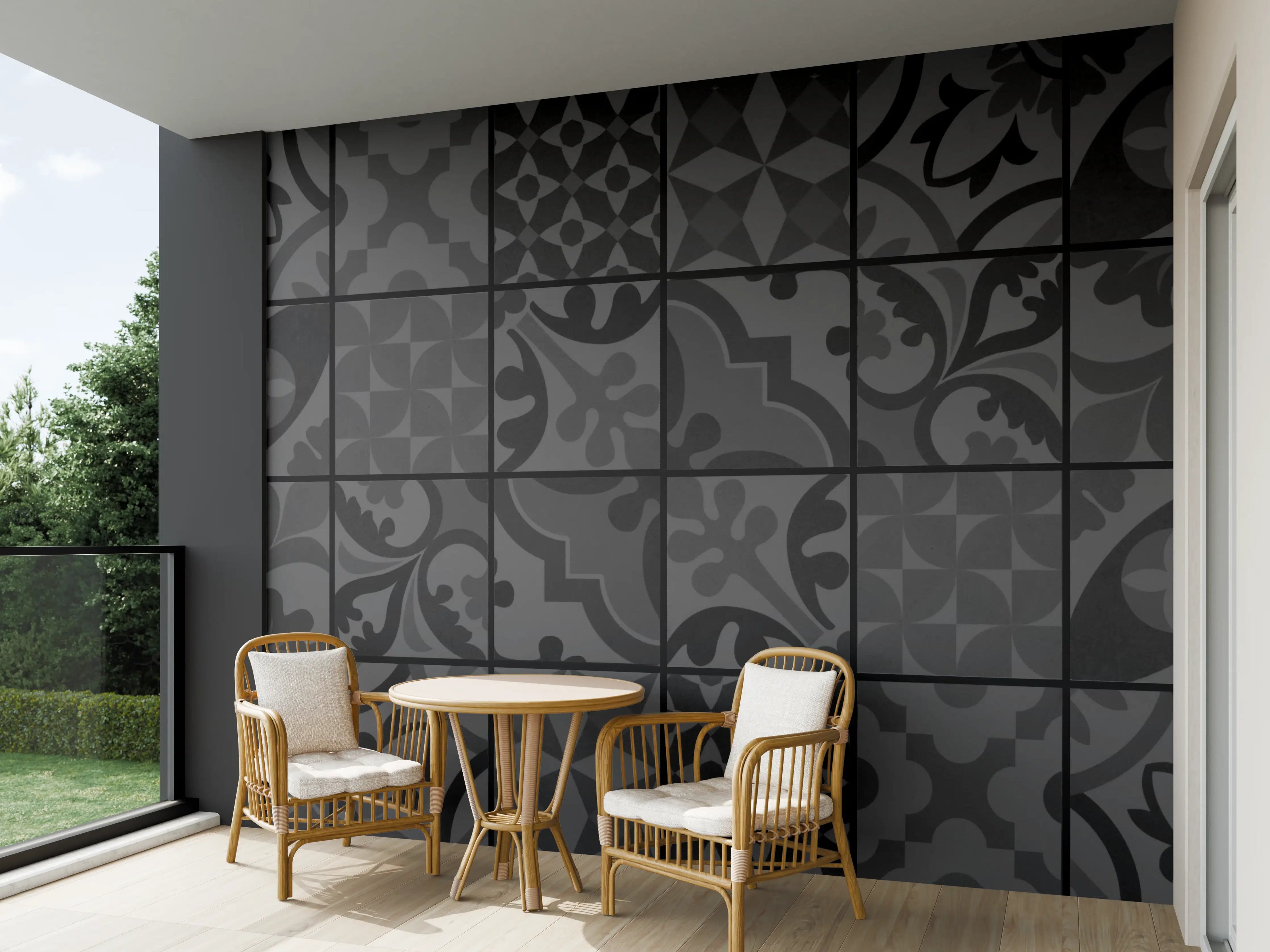 Wandverkleidung außen - Anthrazit Mosaik Fliesentextur