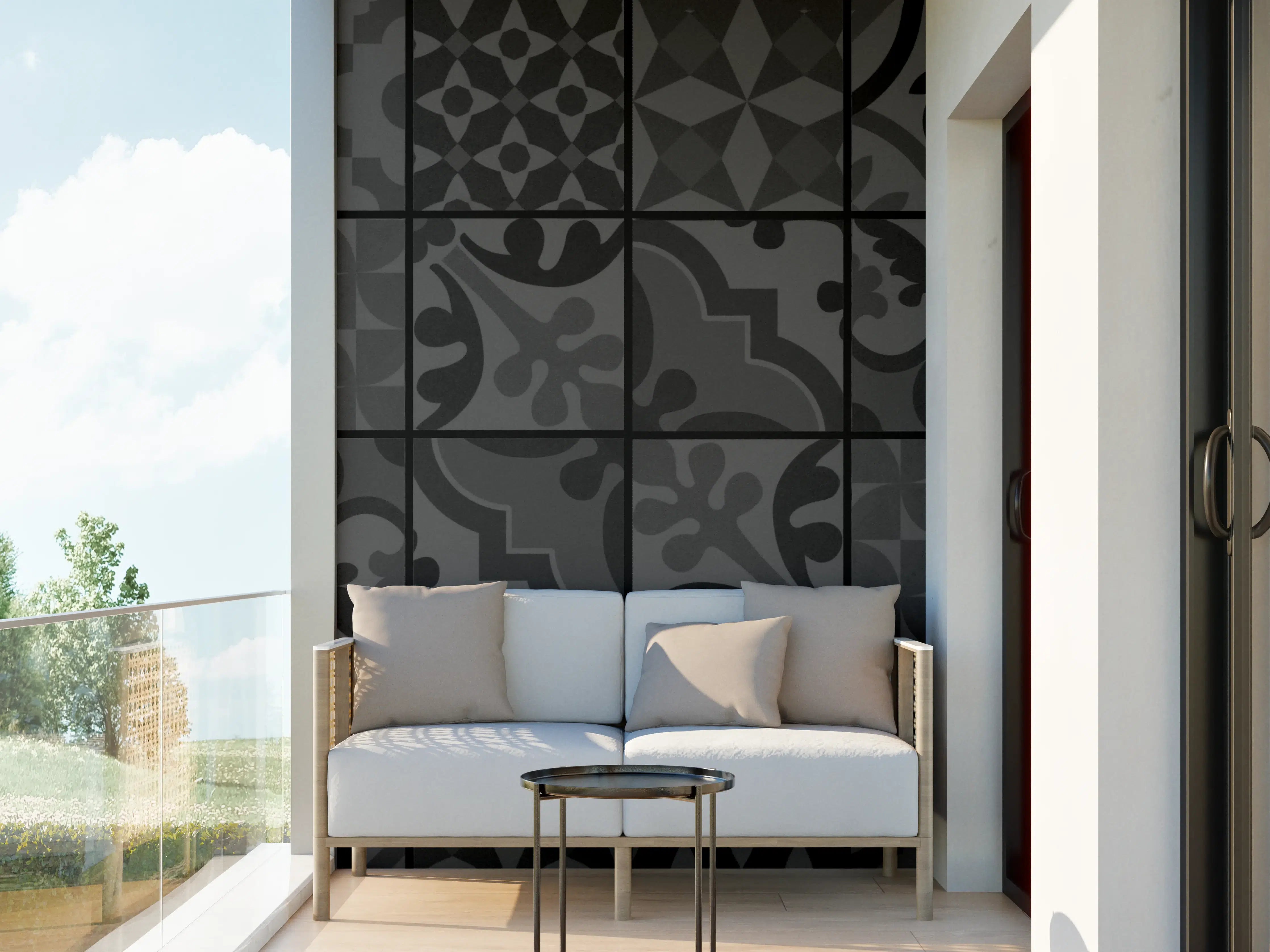 Wandverkleidung außen - Anthrazit Mosaik Fliesentextur