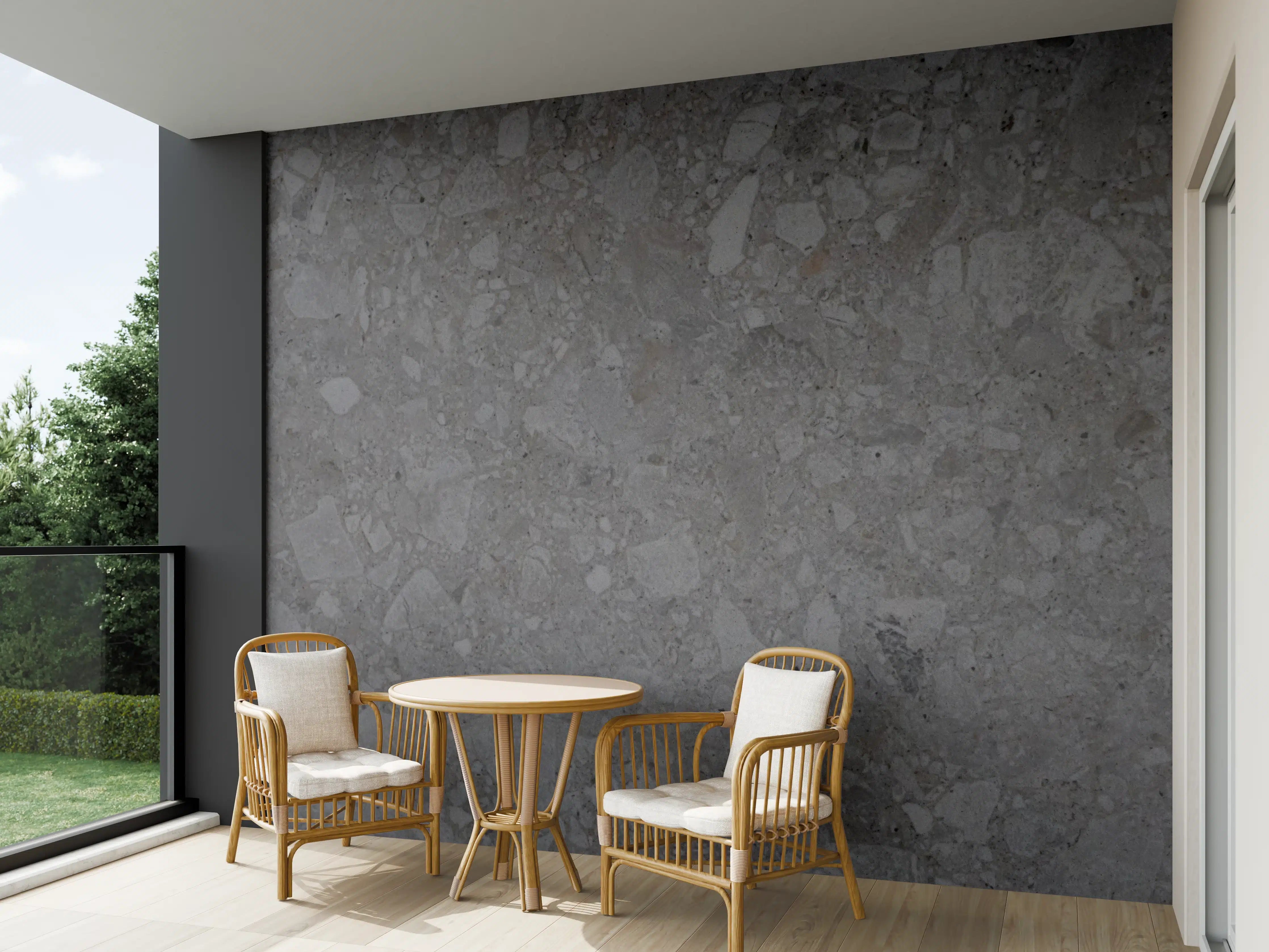 Wandverkleidung außen - Anthrazitgrauer Granit mit feiner Maserung