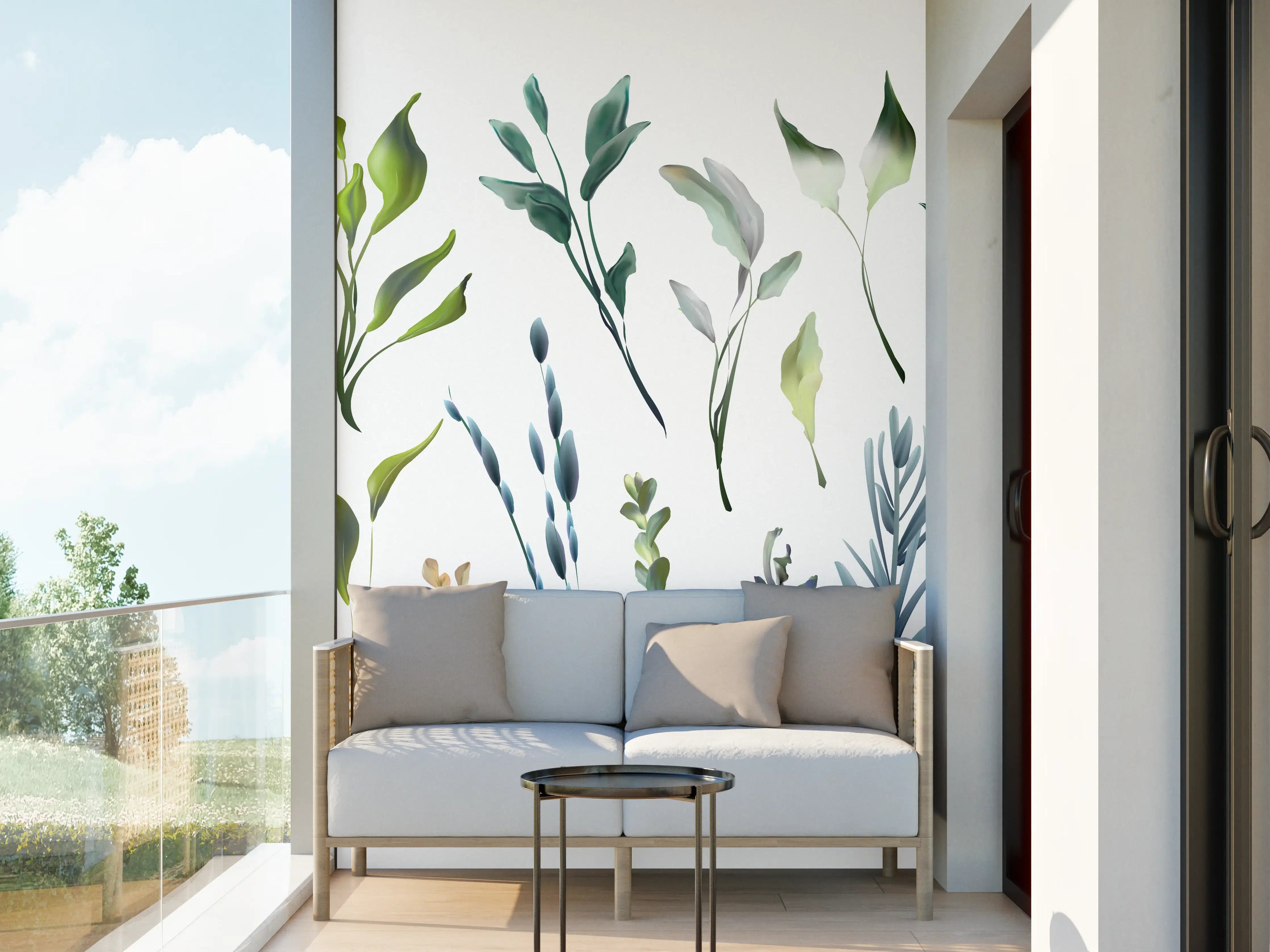 Wandverkleidung außen - Aquarell Blätter Silhouetten Set