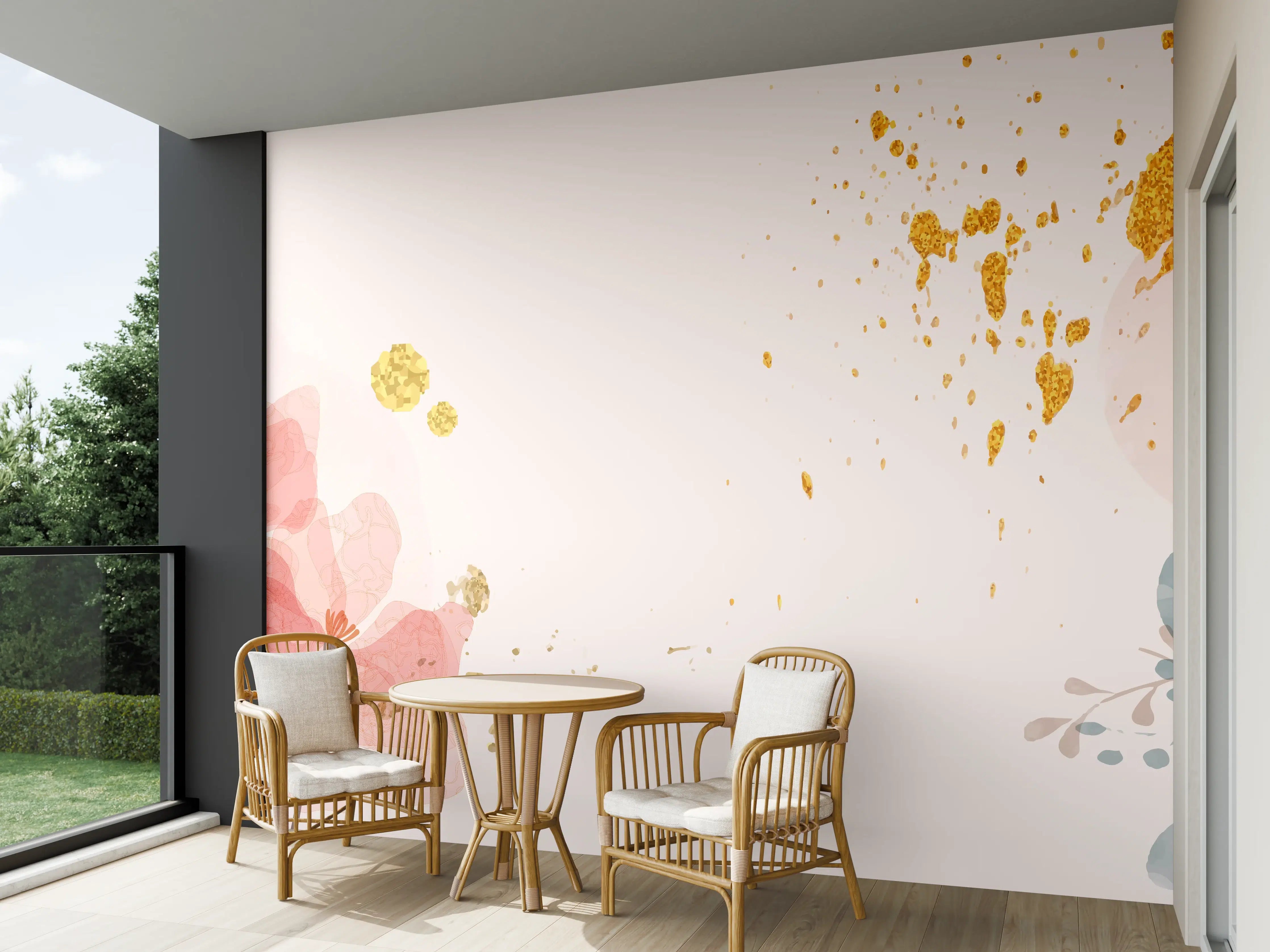 Wandverkleidung außen - Aquarell Blumen Abstrakt