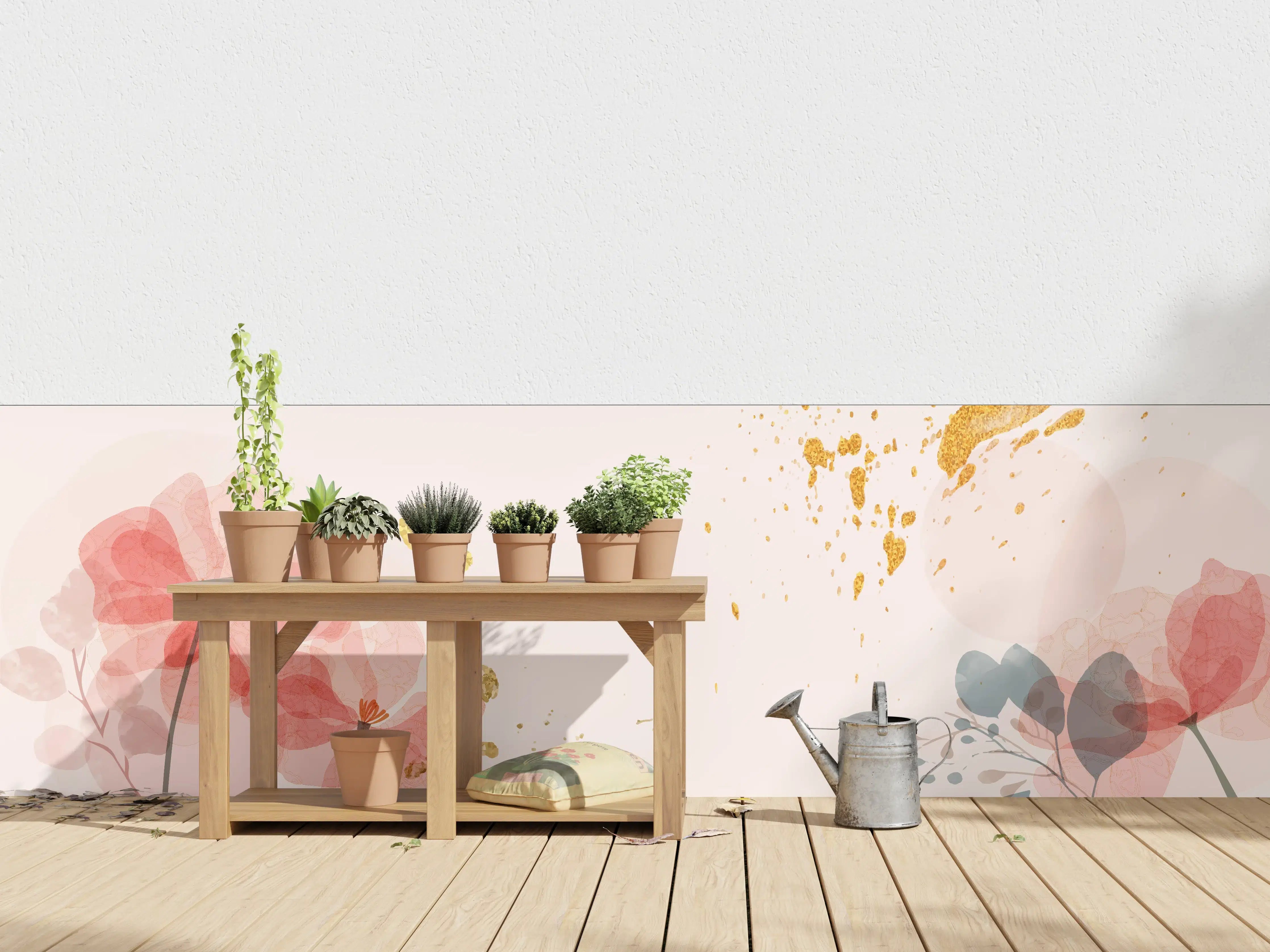 Wandverkleidung außen - Aquarell Blumen Abstrakt