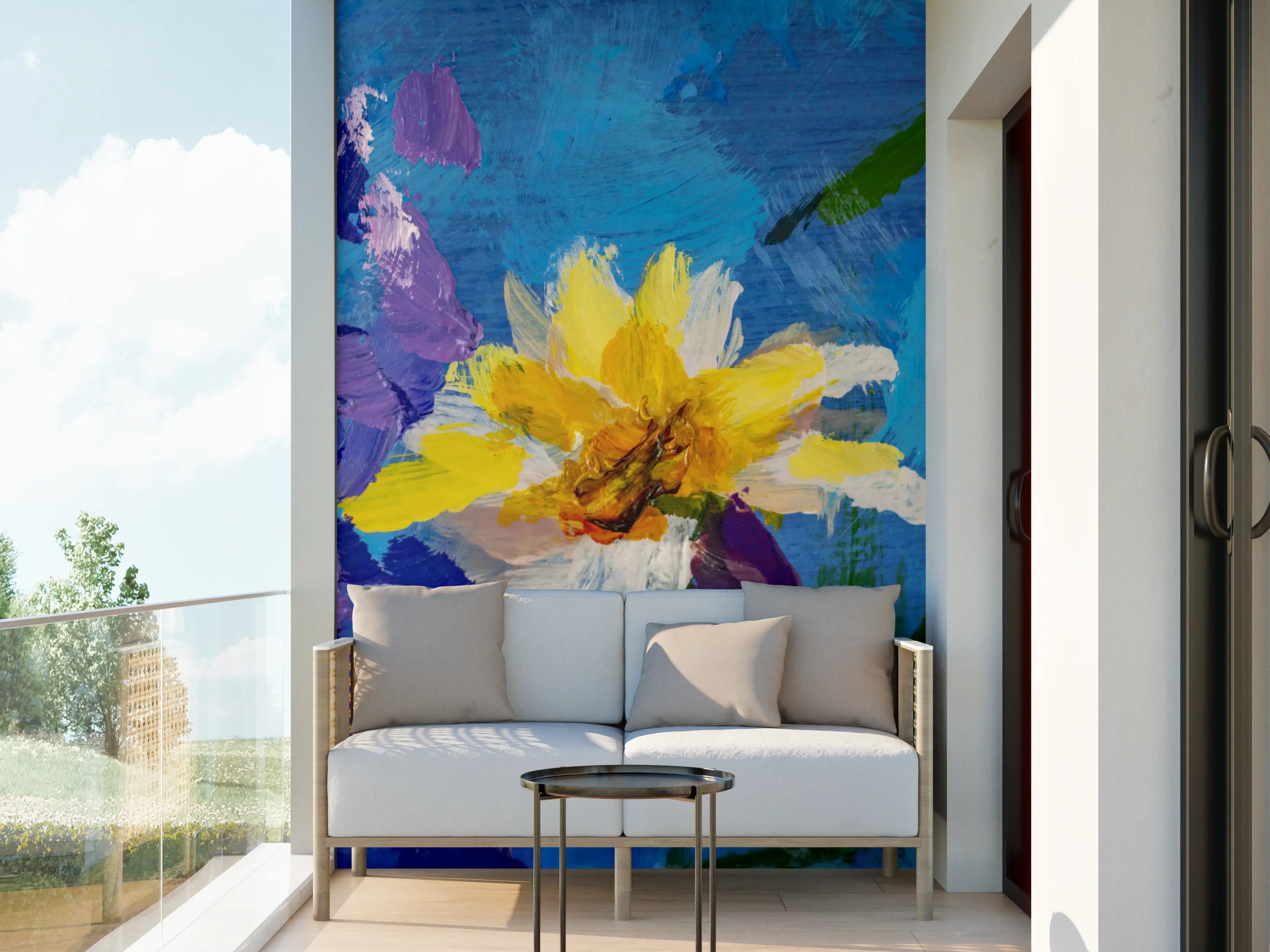 Wandverkleidung außen - Aquarell Blumengemälde (Claude Monet)
