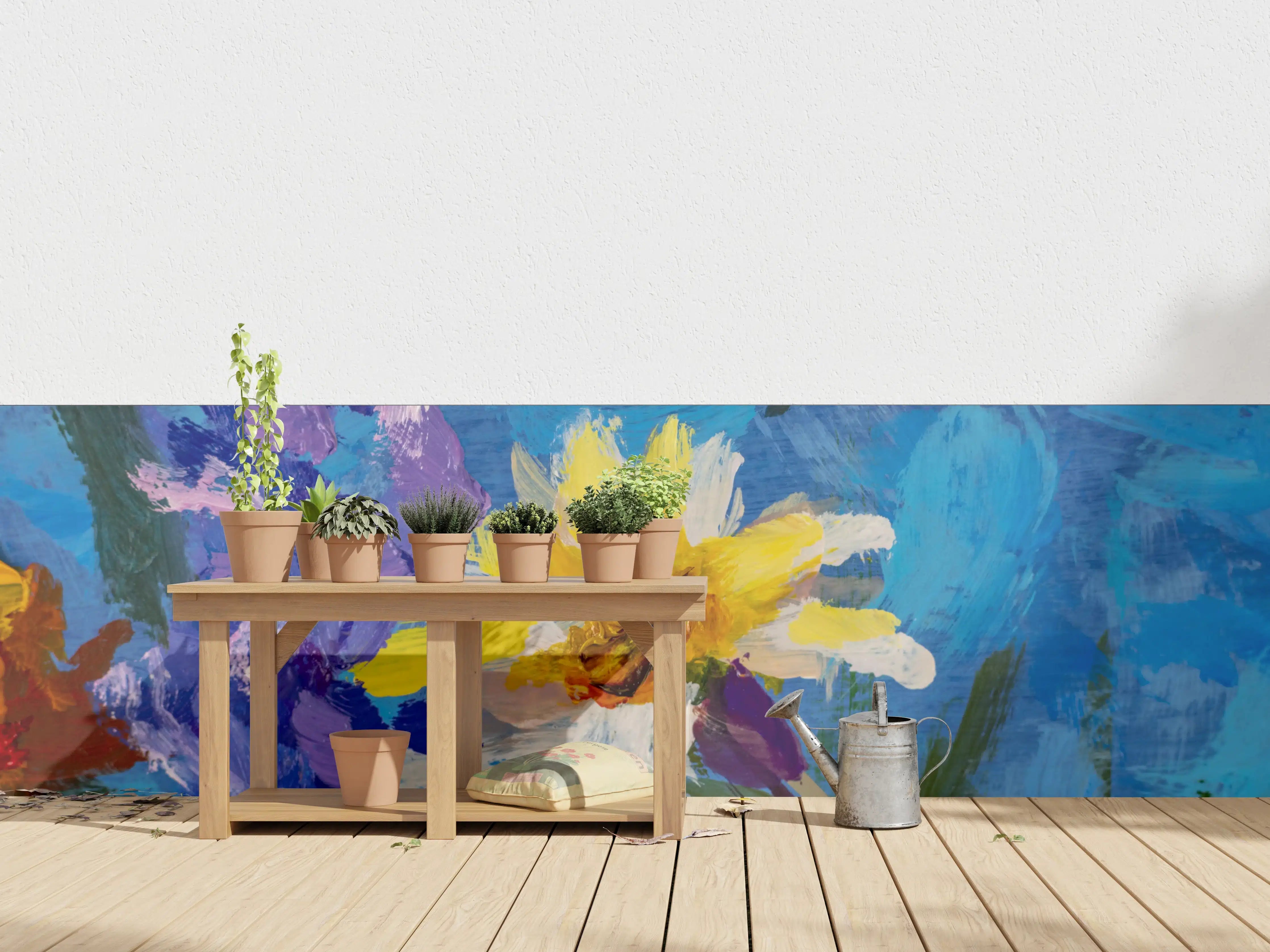 Wandverkleidung außen - Aquarell Blumengemälde (Claude Monet)