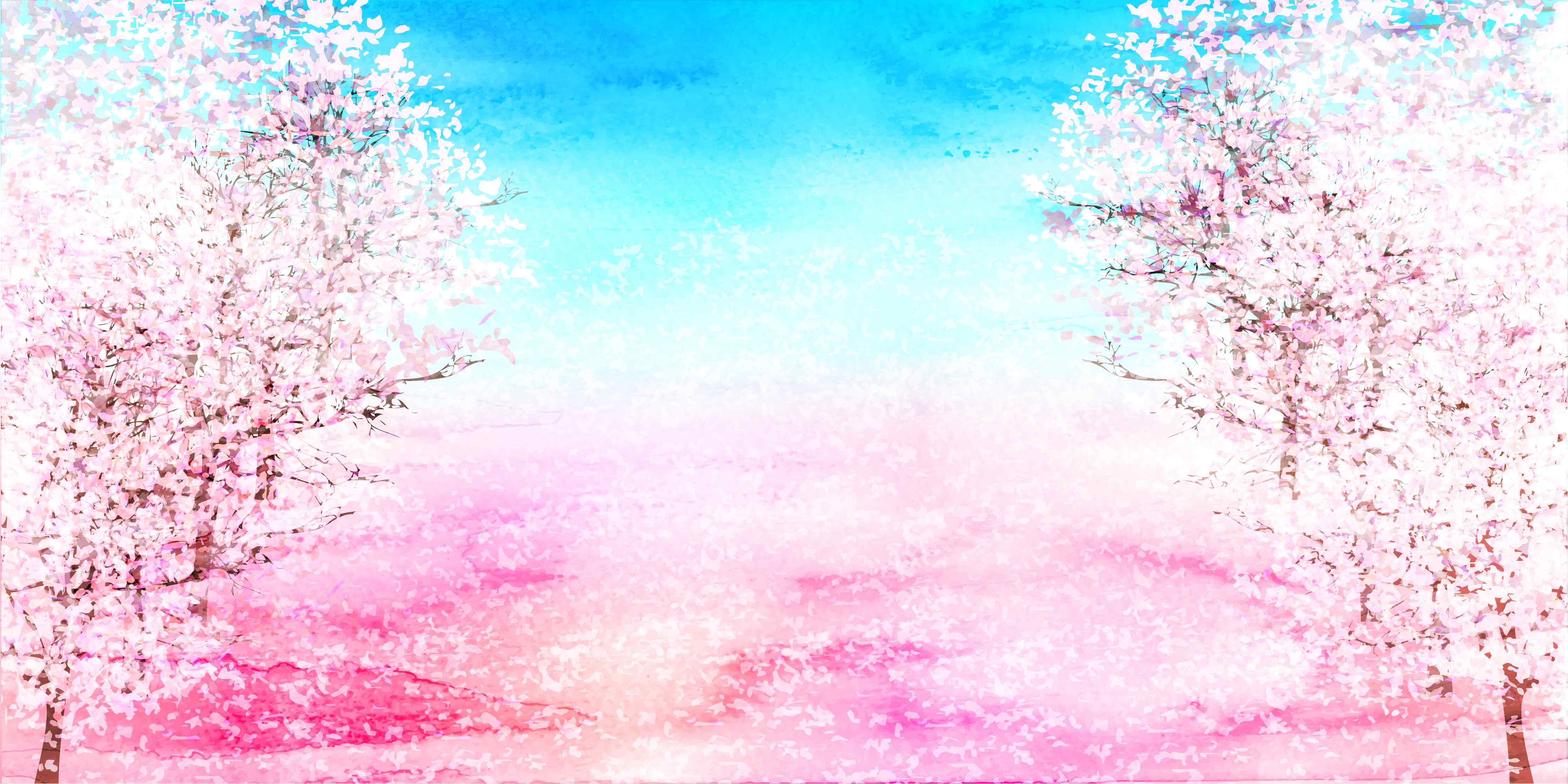 Wandverkleidung außen-Aquarell Frühlingsbaum Rosa