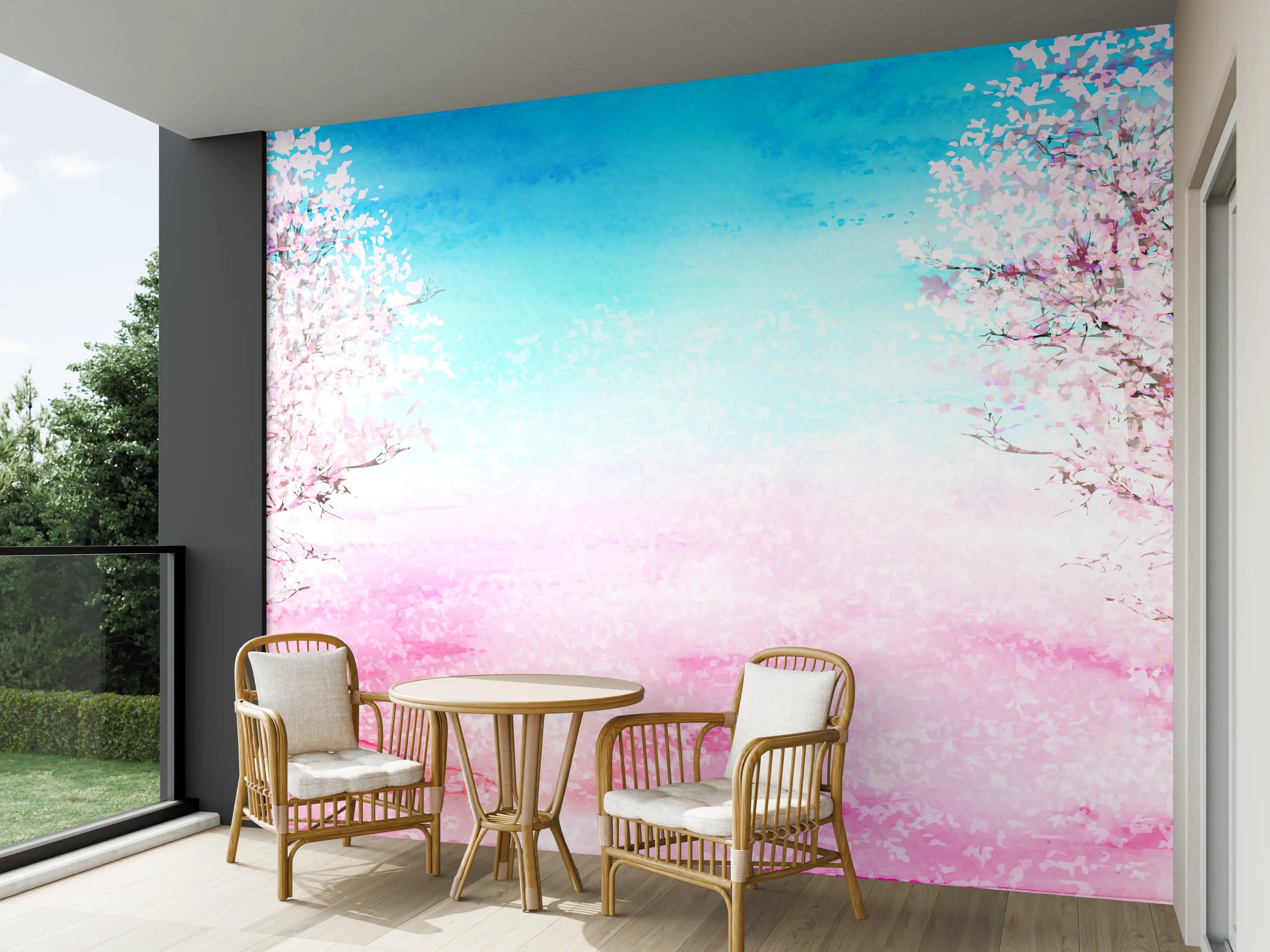 Wandverkleidung außen - Aquarell Frühlingsbaum Rosa