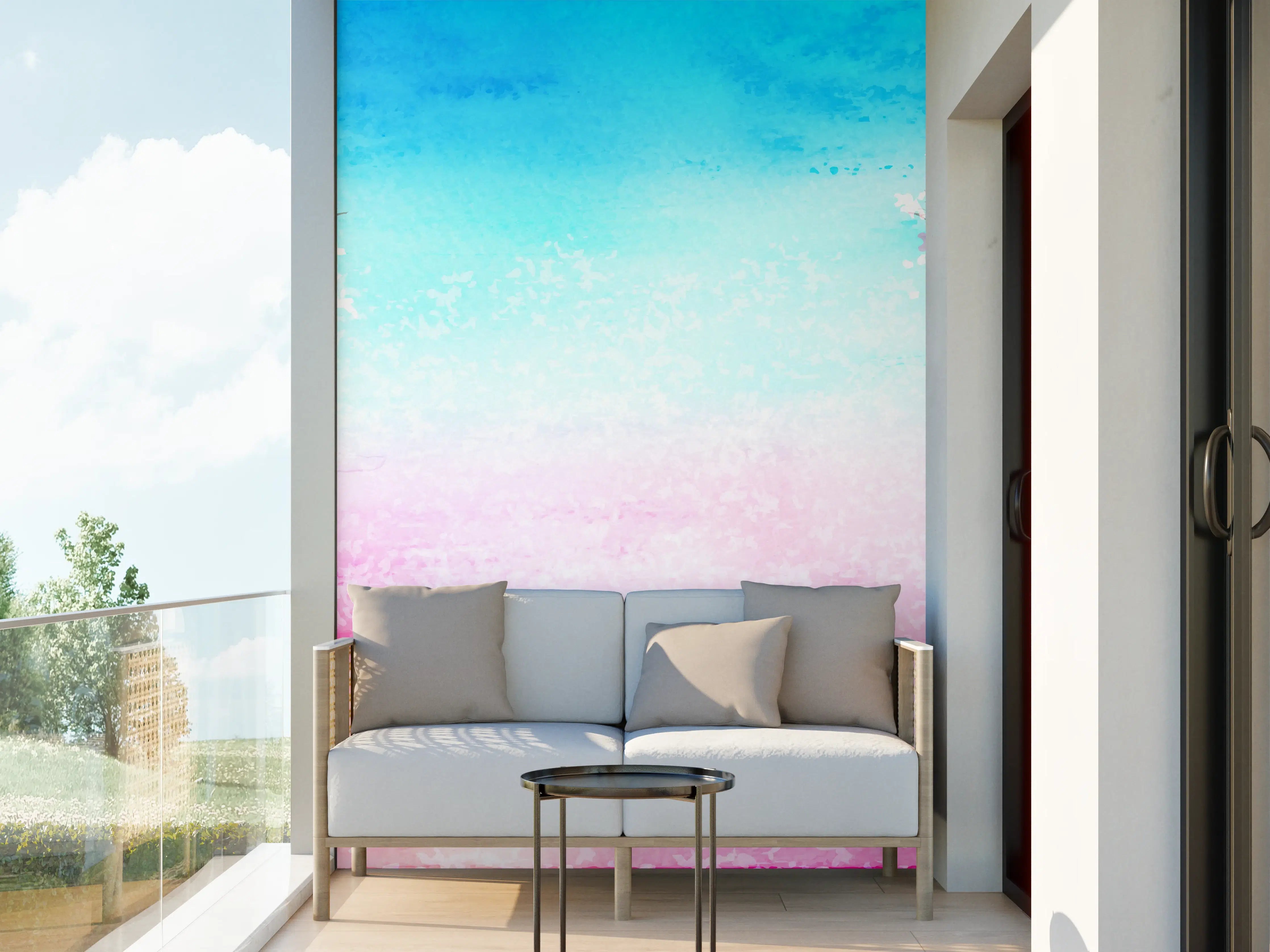 Wandverkleidung außen - Aquarell Frühlingsbaum Rosa
