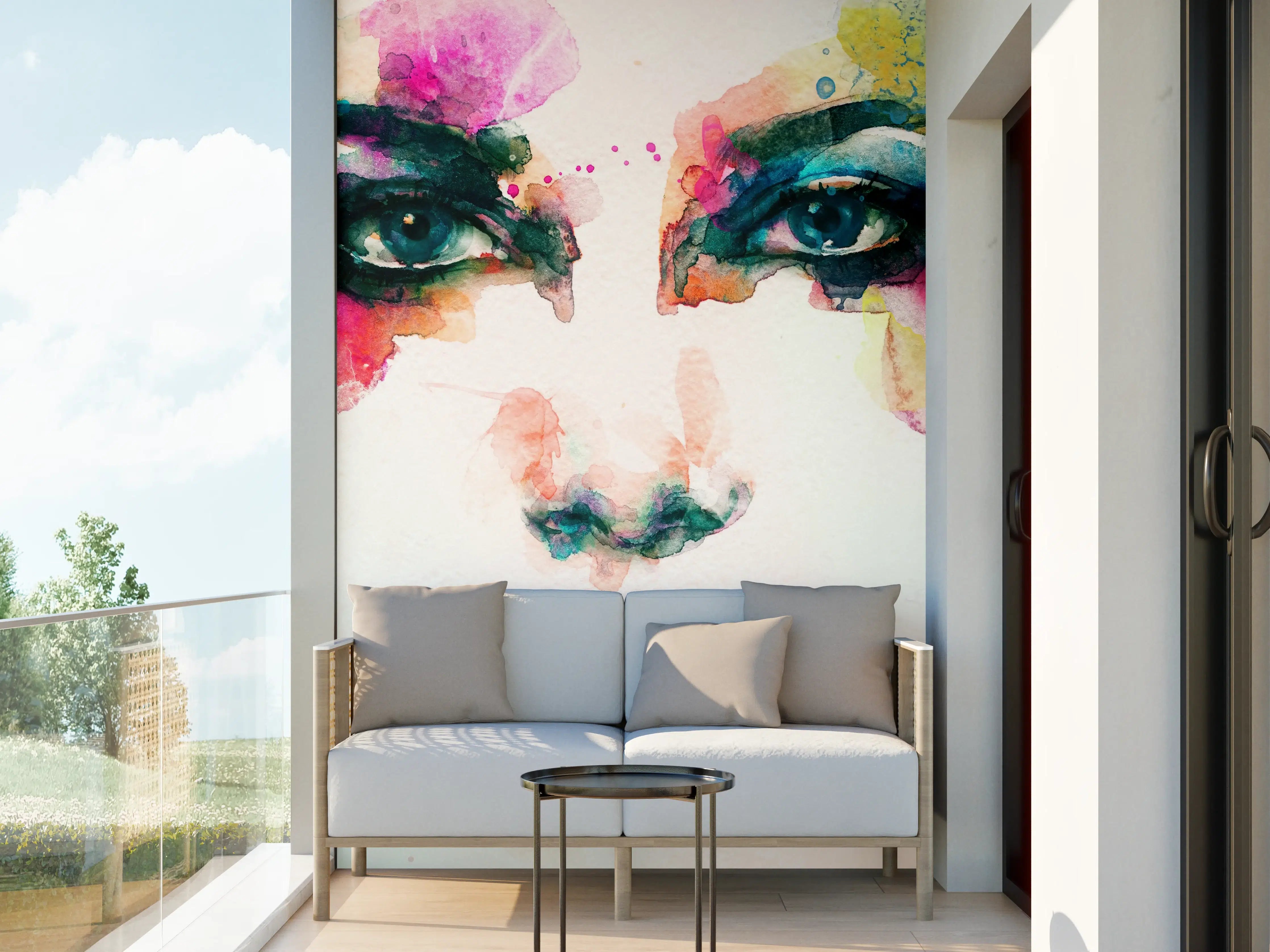 Wandverkleidung außen - Aquarell Kunst Frau Gesicht