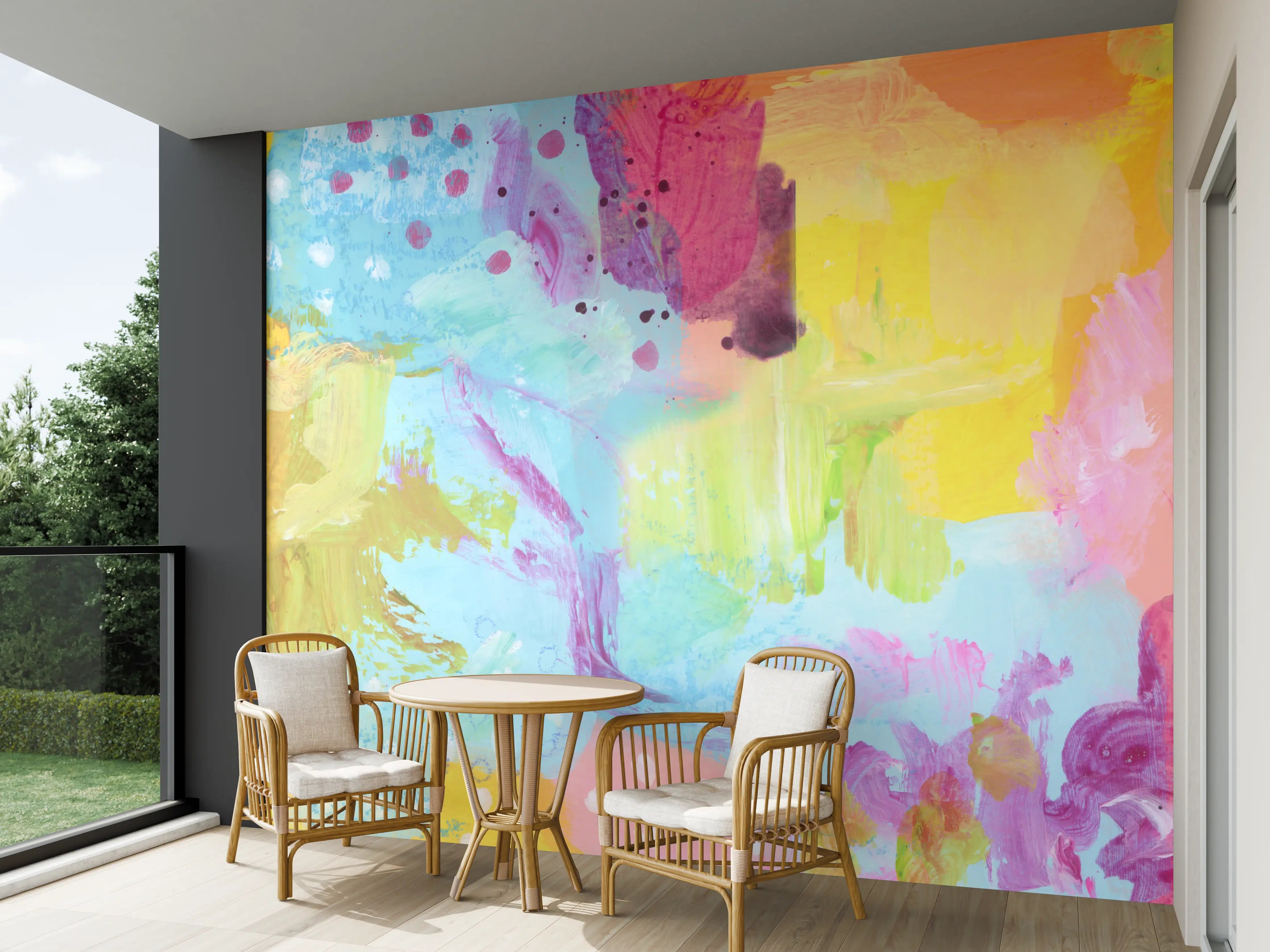 Wandverkleidung außen - Aquarell Kunstmalerei - Bunt
