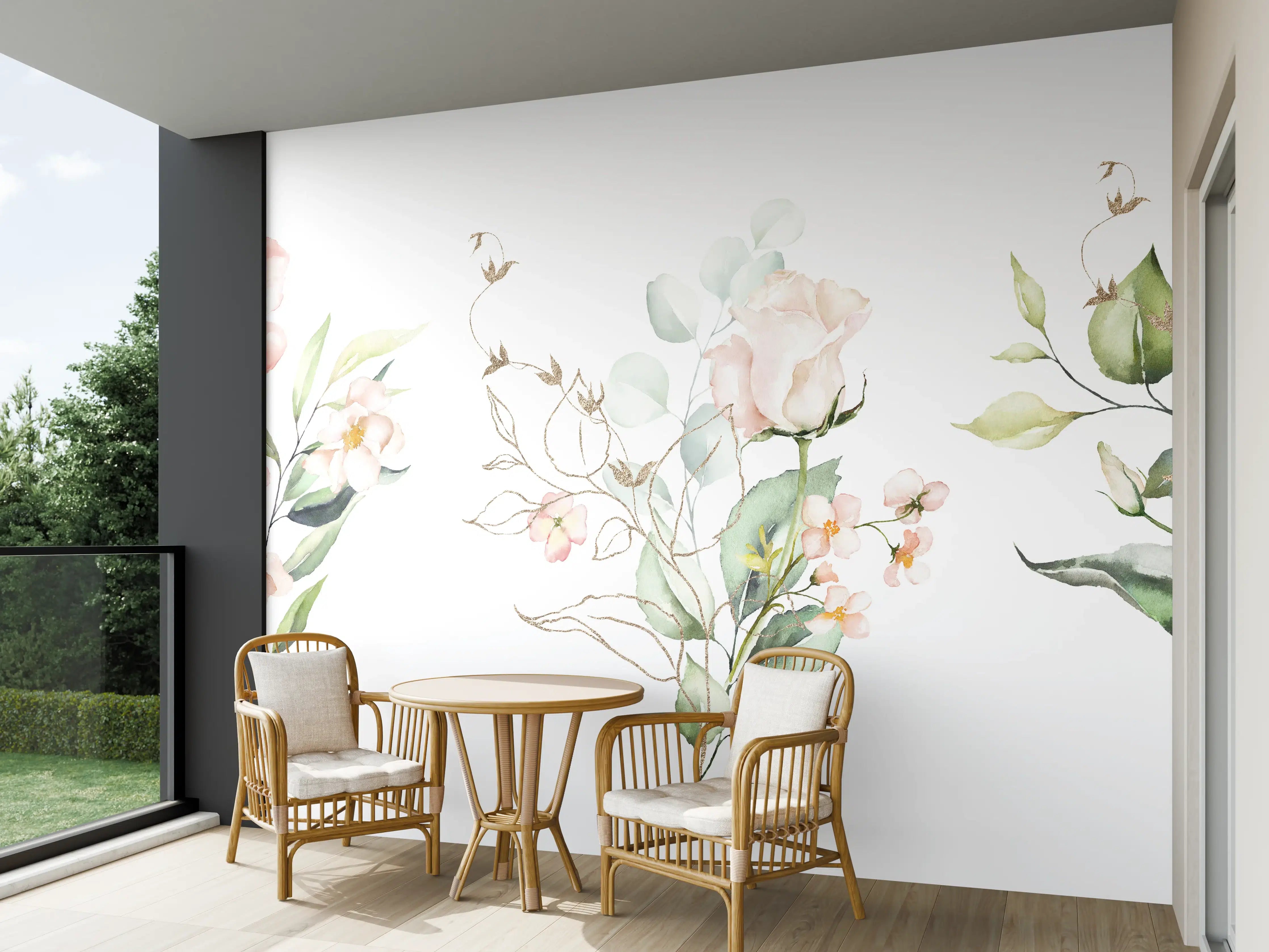 Wandverkleidung außen - Aquarellblumen 