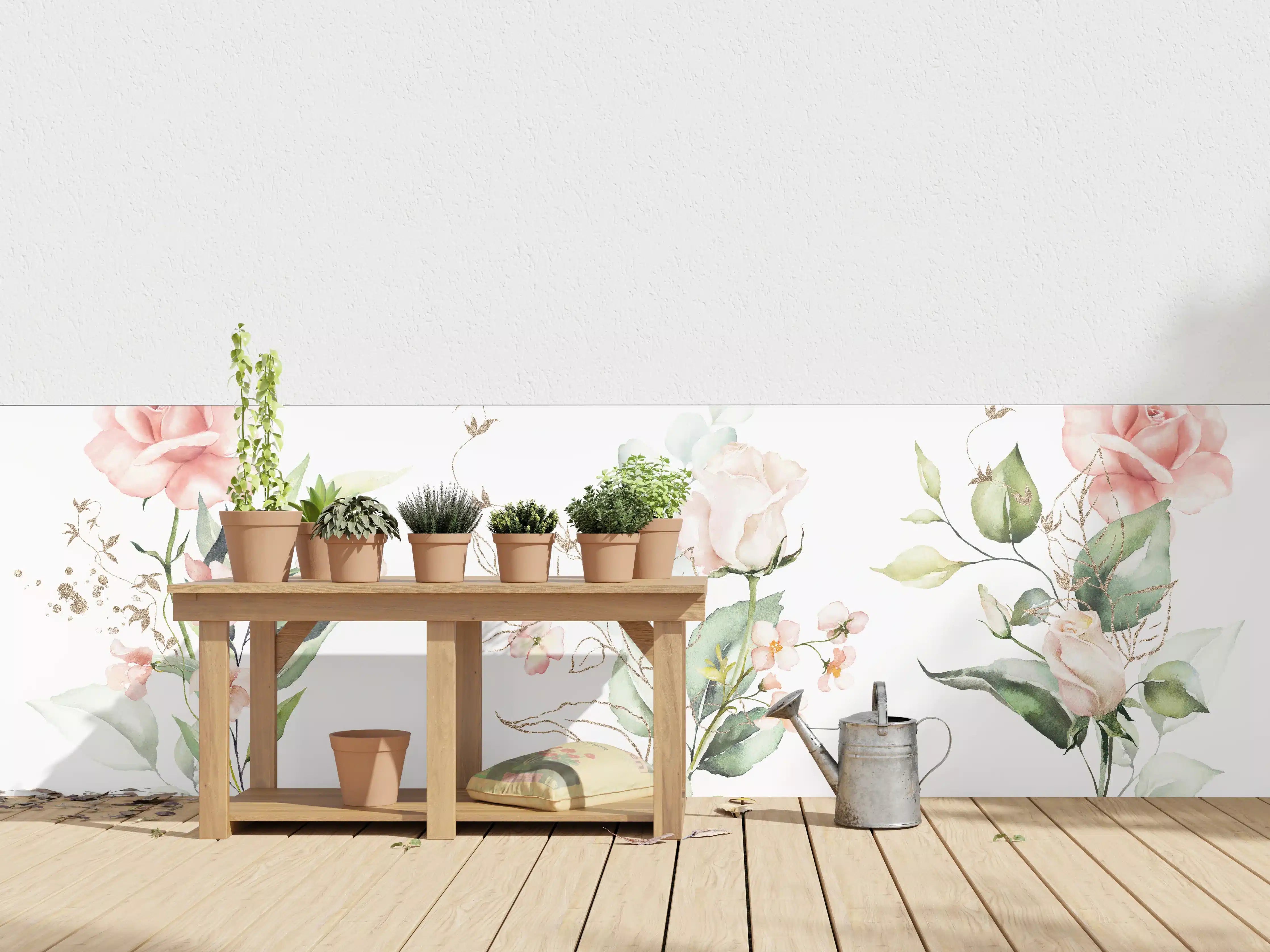 Wandverkleidung außen - Aquarellblumen 