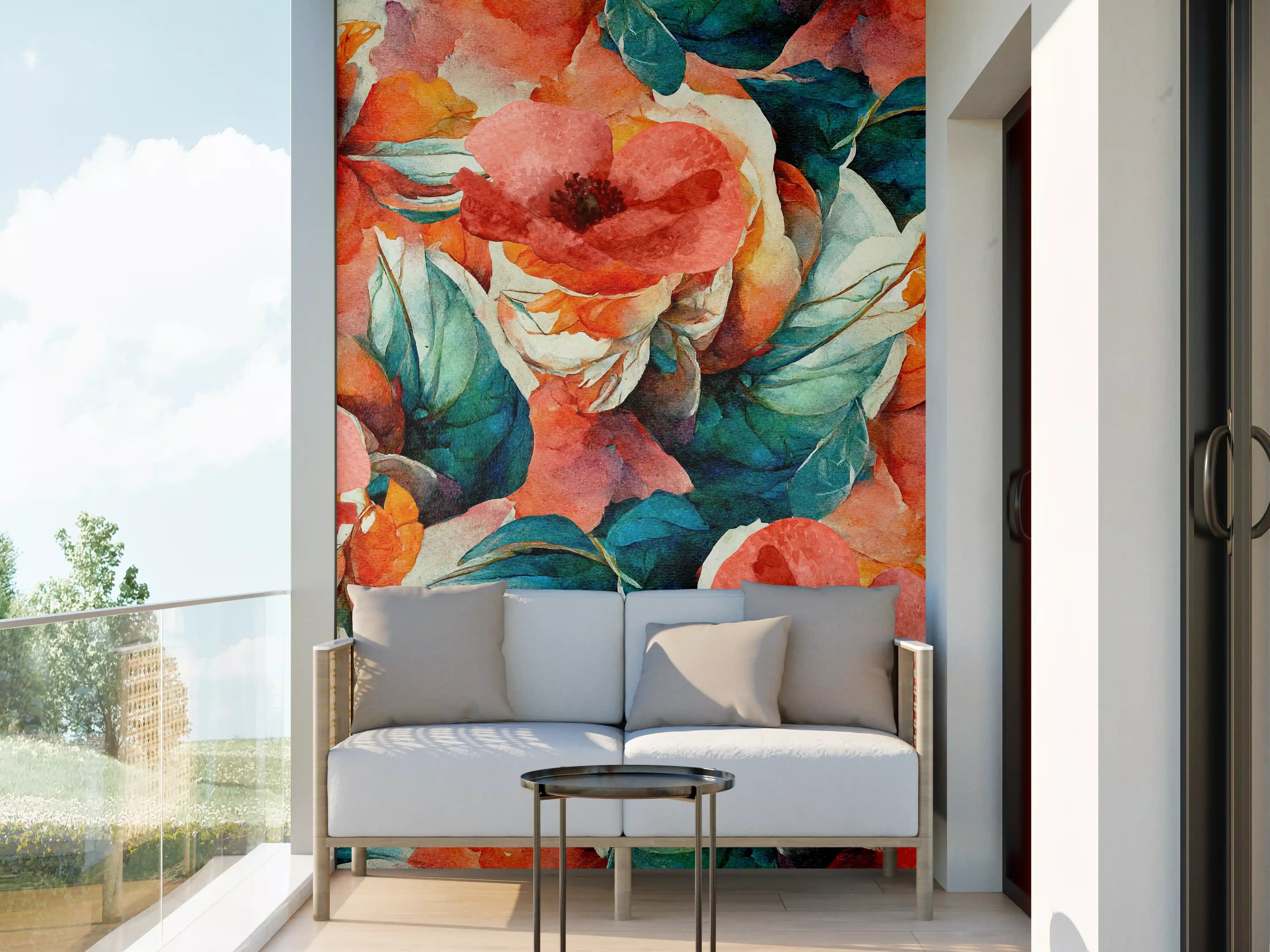 Wandverkleidung außen - Aquarellpapier - Florales Muster