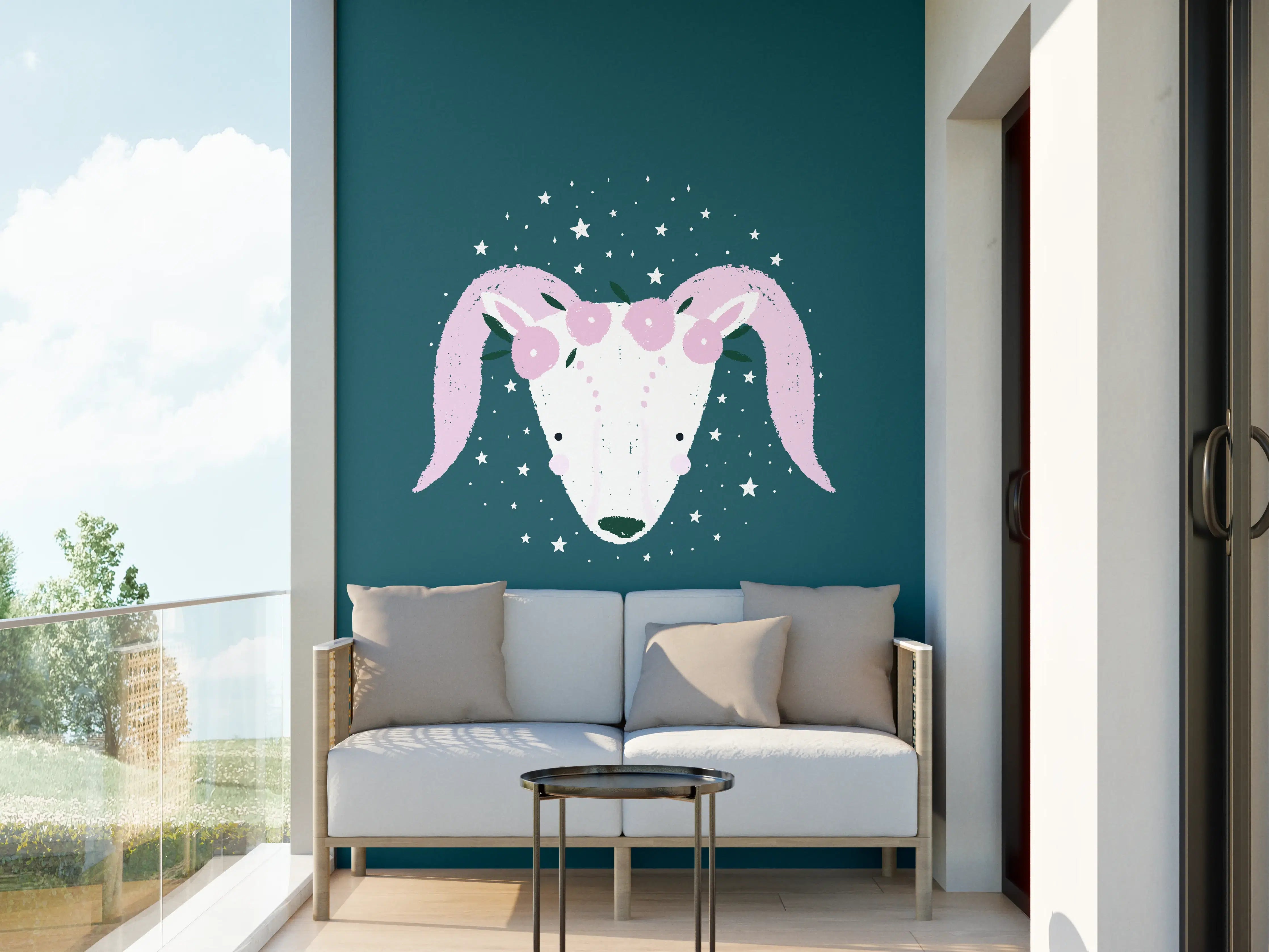 Wandverkleidung außen - Aries Sternbild Teal Poster