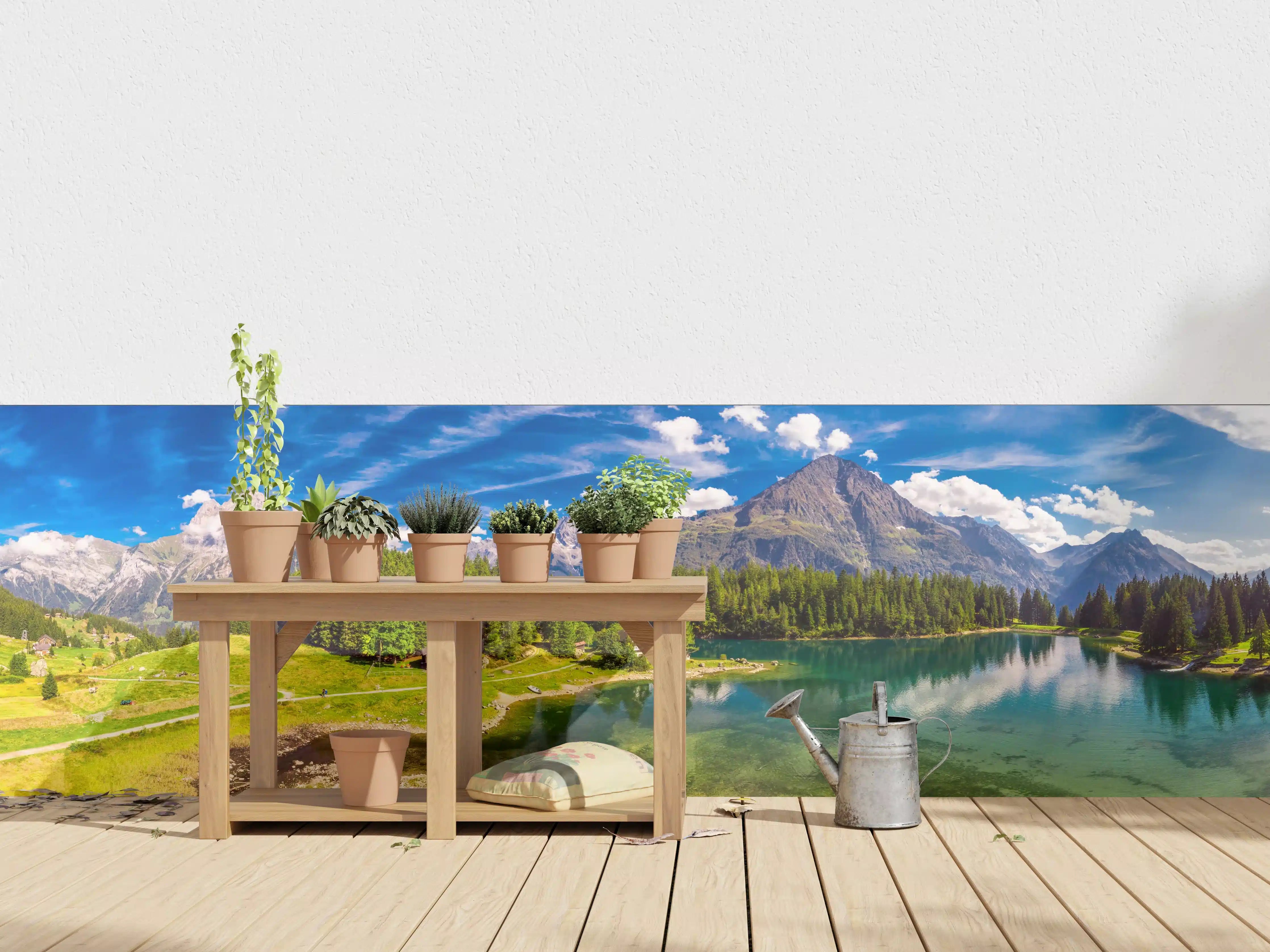 Wandverkleidung außen - Arnisee mit Schweizer Alpen