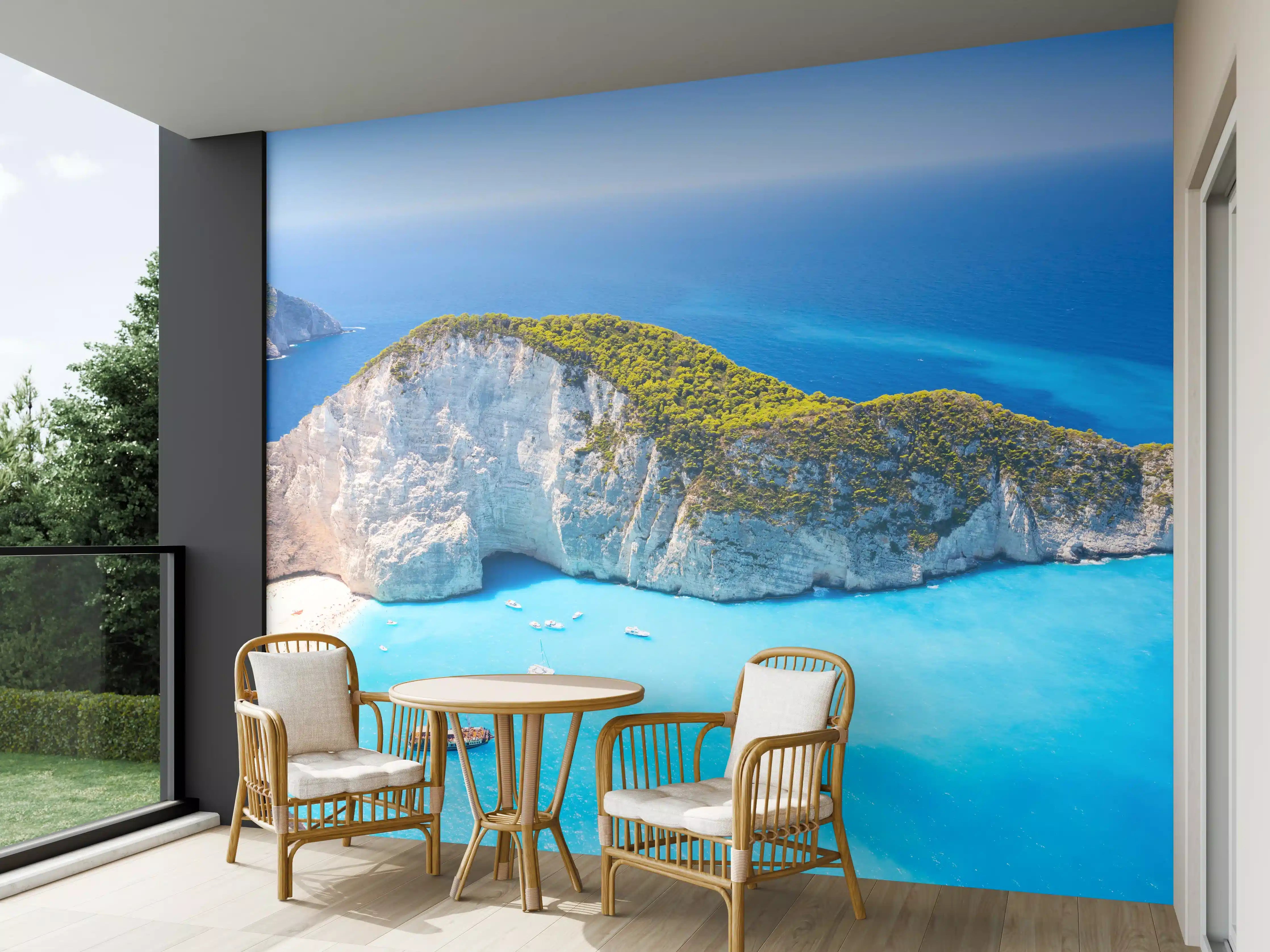 Wandverkleidung außen - Ausblick auf Zakynthos Bucht