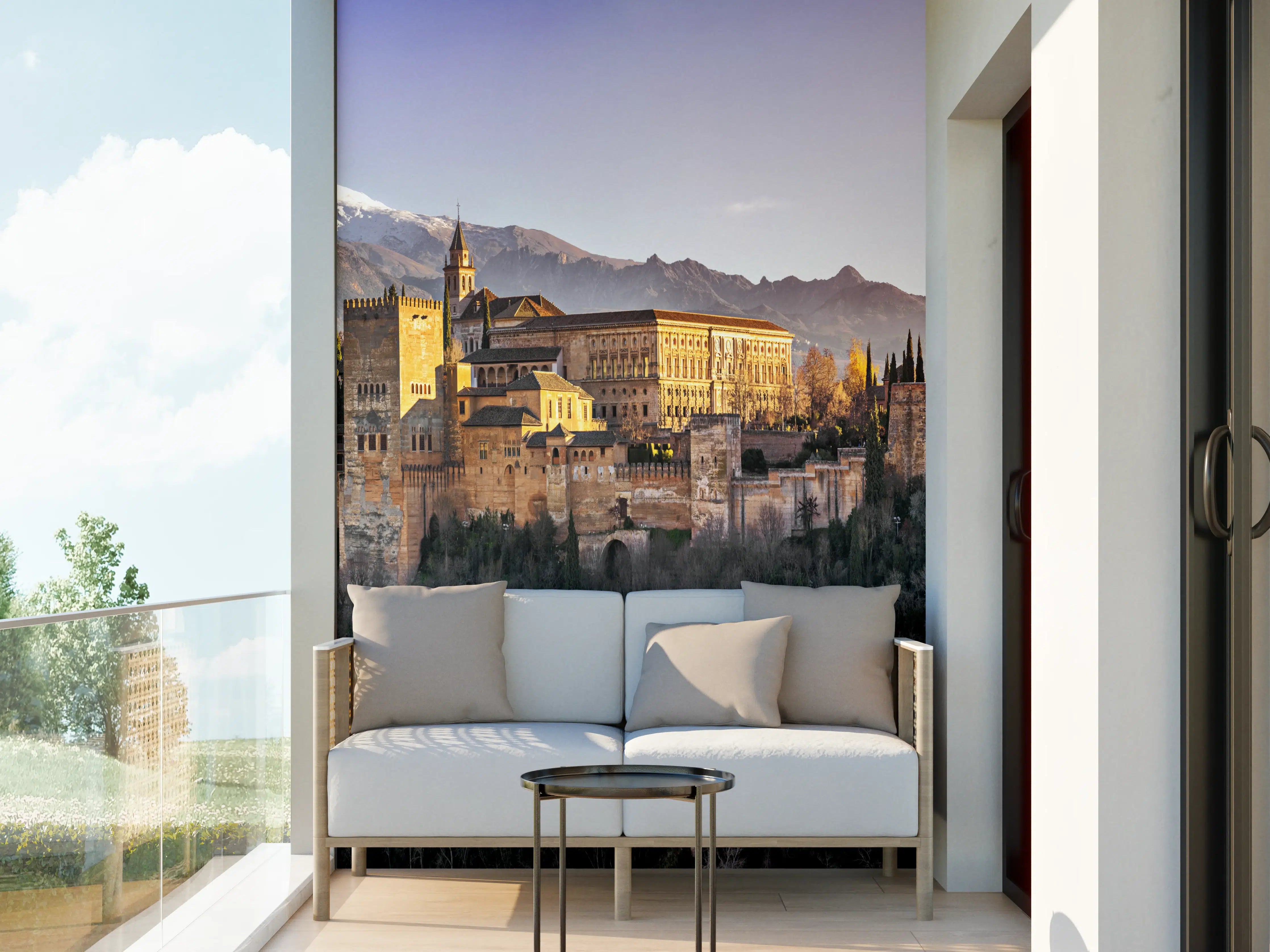 Wandverkleidung außen - Aussicht auf Alhambra mit Comares-Turm