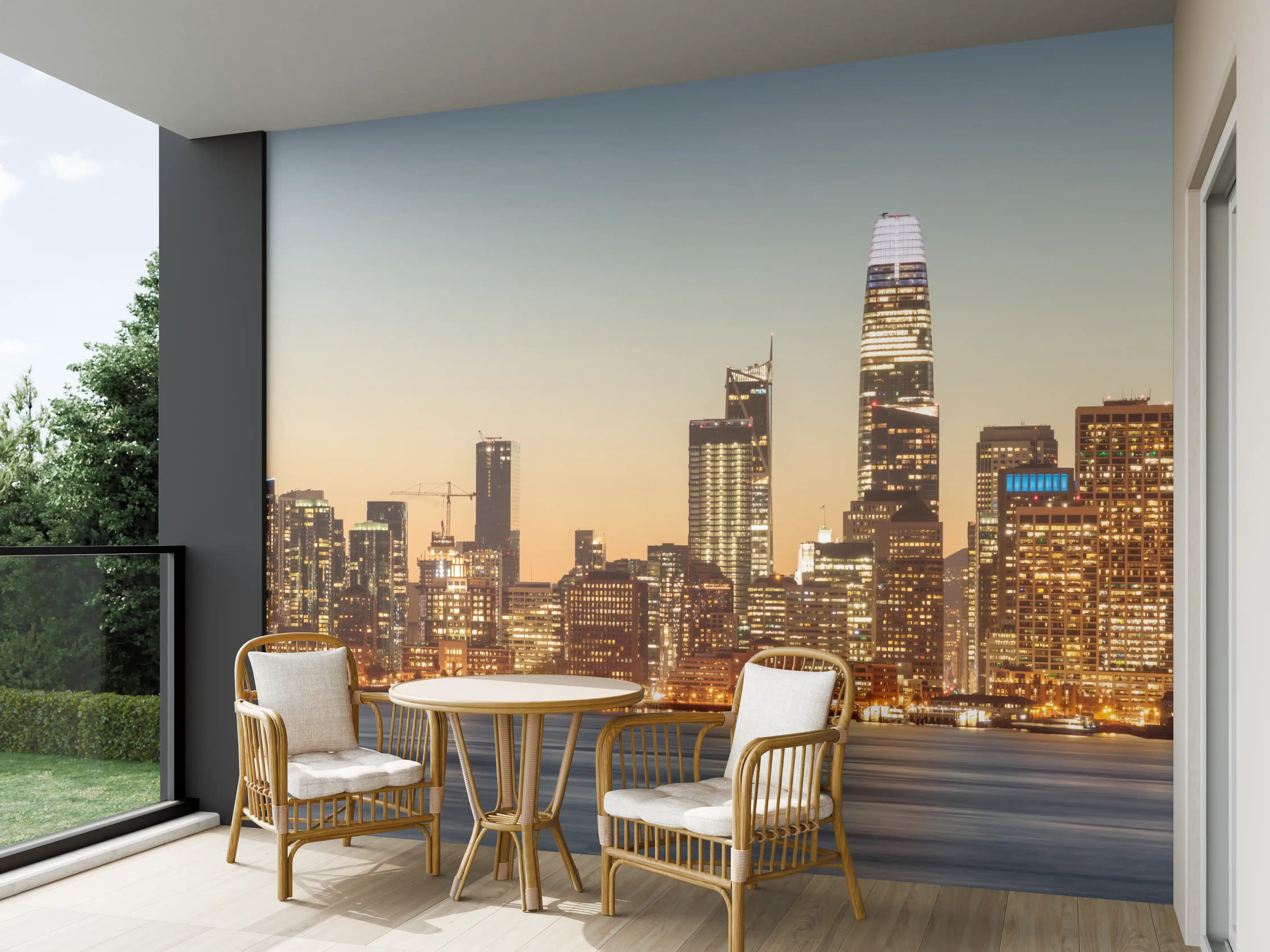 Wandverkleidung außen - Bay Bridge und die Skyline von San Francisco
