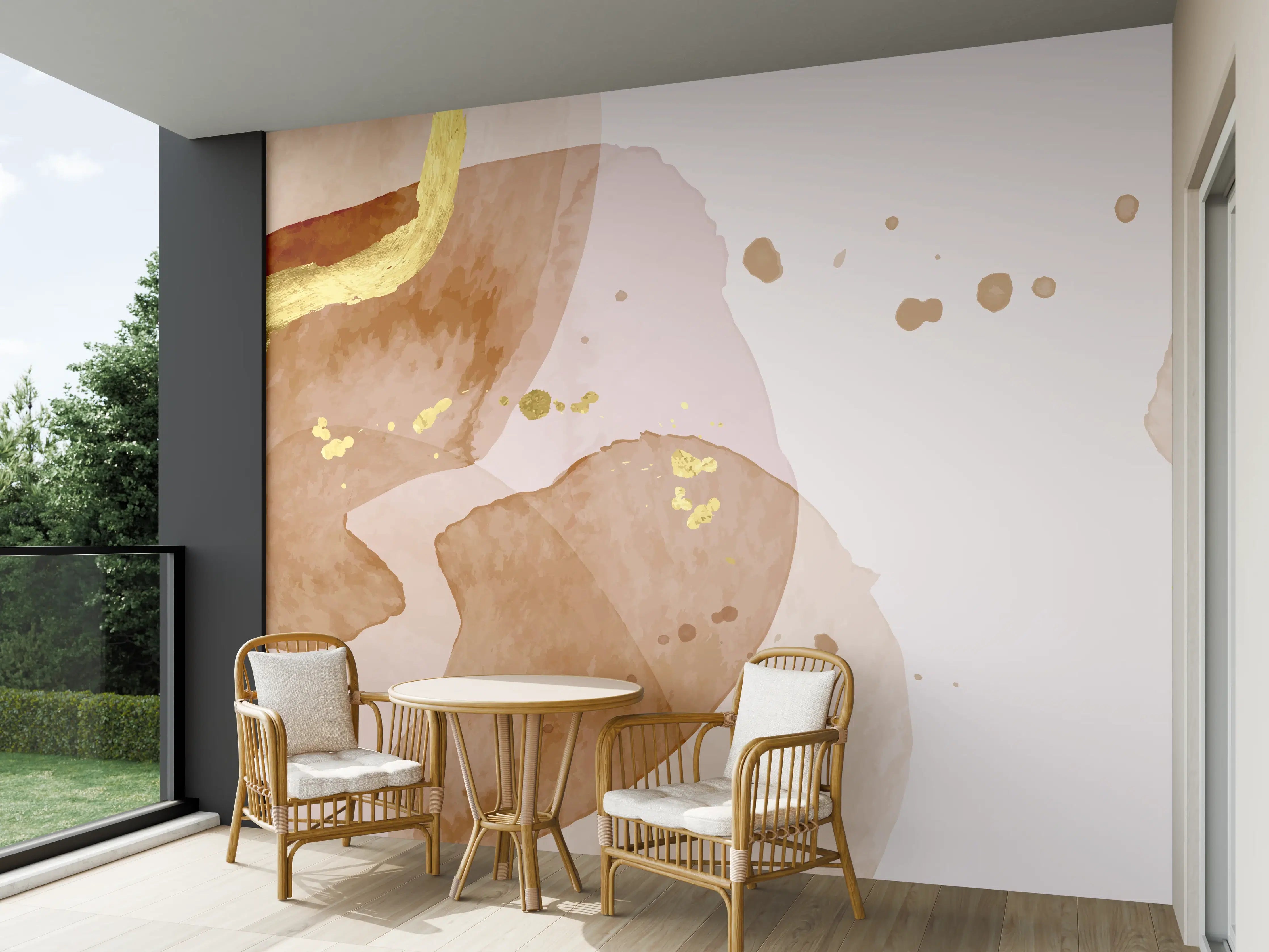 Wandverkleidung außen - Beige Aquarell Kunst