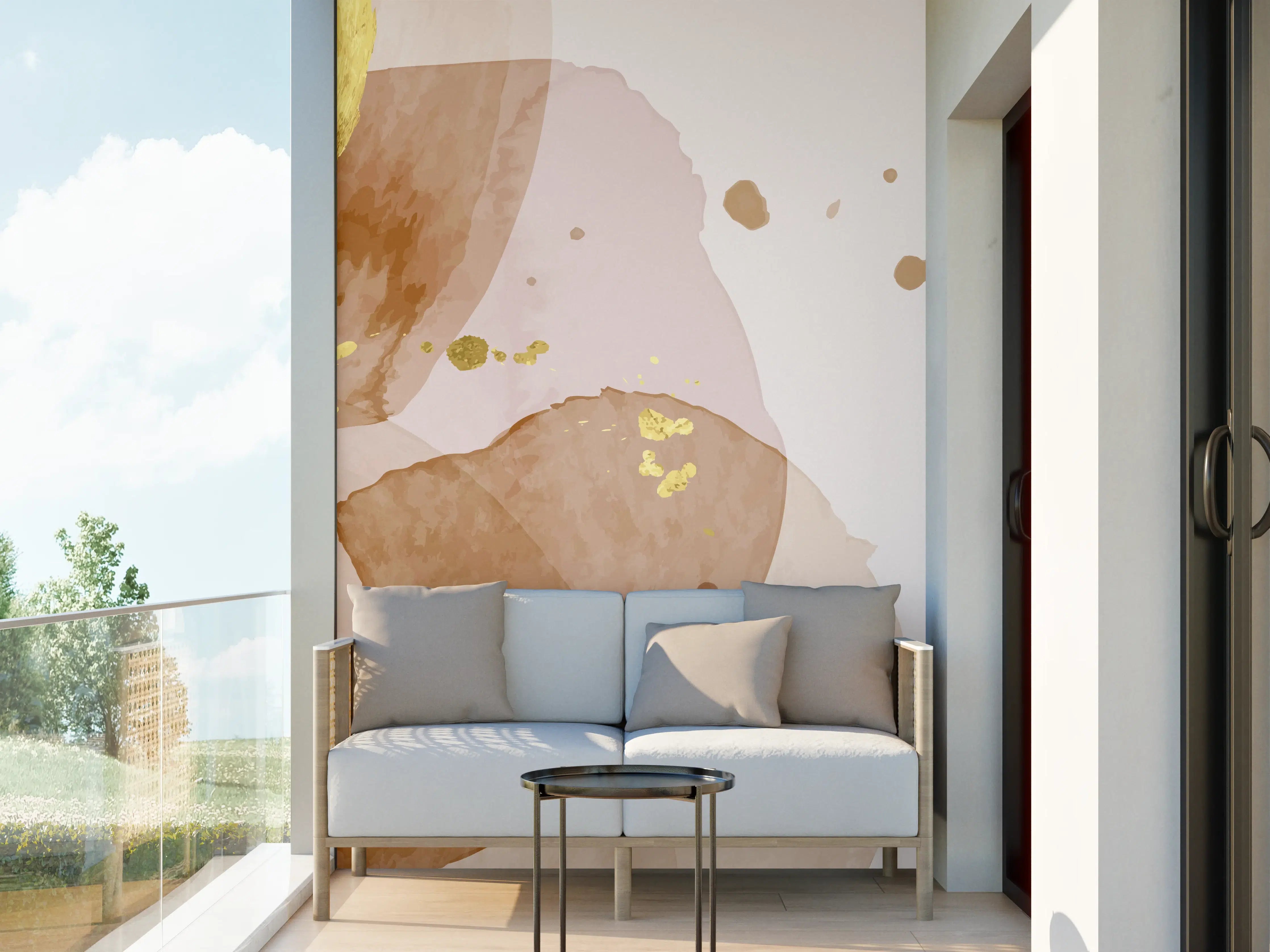 Wandverkleidung außen - Beige Aquarell Kunst