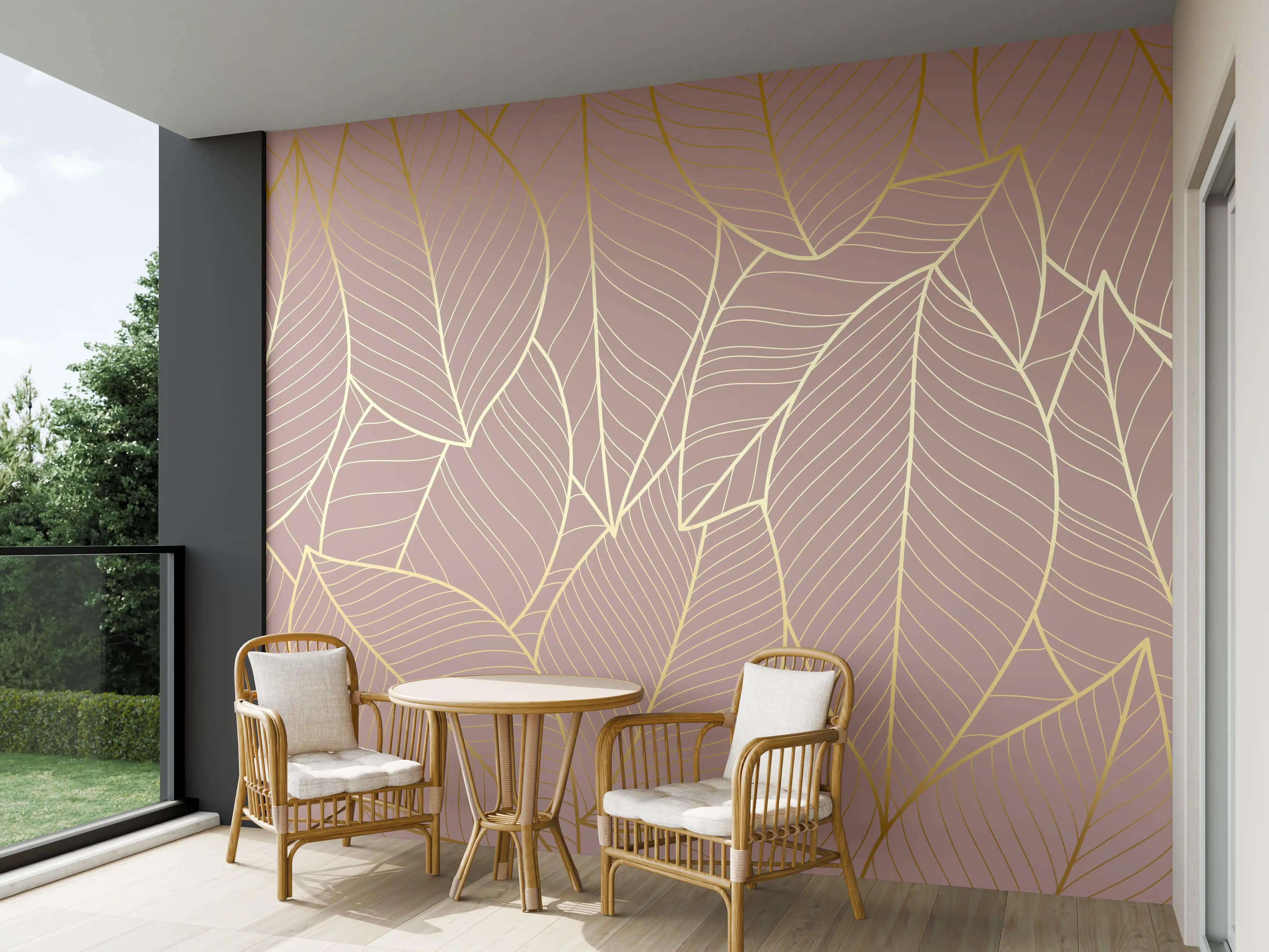 Wandverkleidung außen - Beige Blattgold Struktur